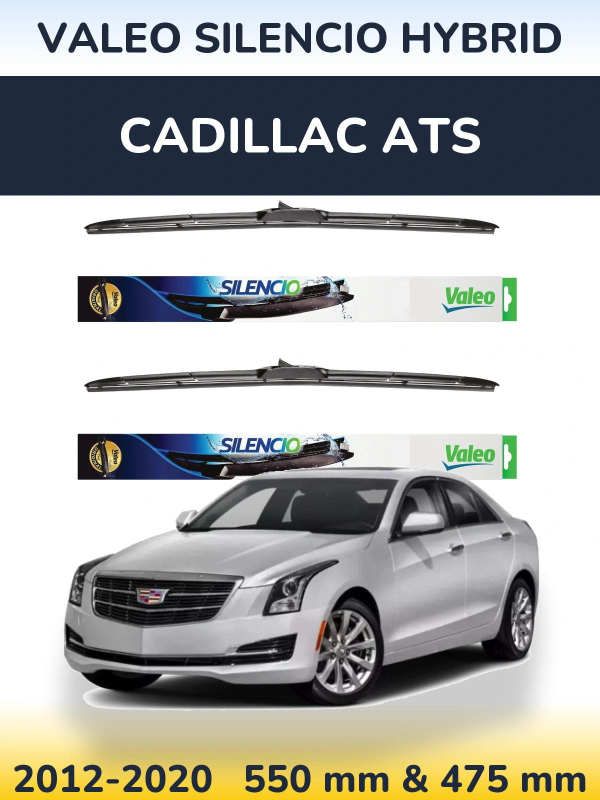 Komplet przednich wycieraczek Valeo Silencio Hybrid 550 & 475 mm do Cadillac ATS 2012-2020