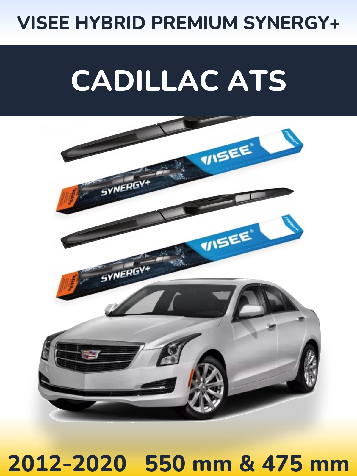 Komplet przednich wycieraczek VISEE HYBRID PREMIUM SYNERGY+ 550 & 475 mm do Cadillac ATS 2012-2020