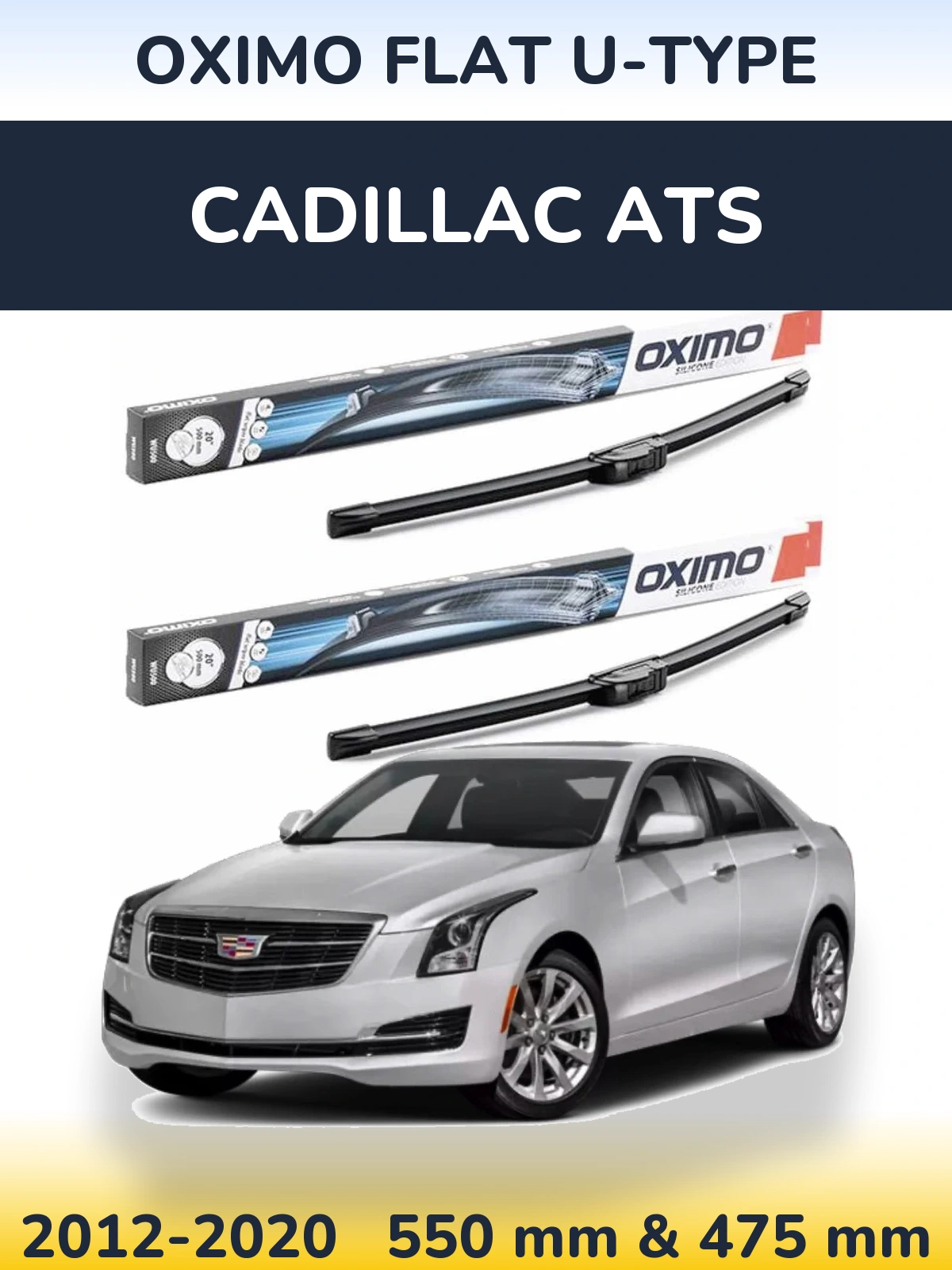 Komplet przednich wycieraczek Oximo Flat U-type 550 & 475 mm do Cadillac ATS 2012-2020