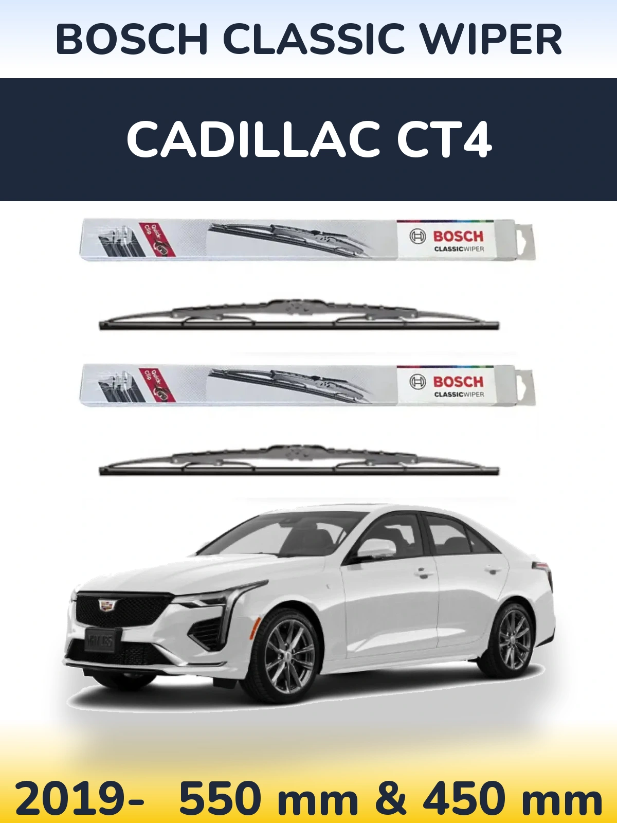 Комплект передних дворников BOSCH Classic Wiper 550 & 450 мм для Cadillac CT4 2019-2026
