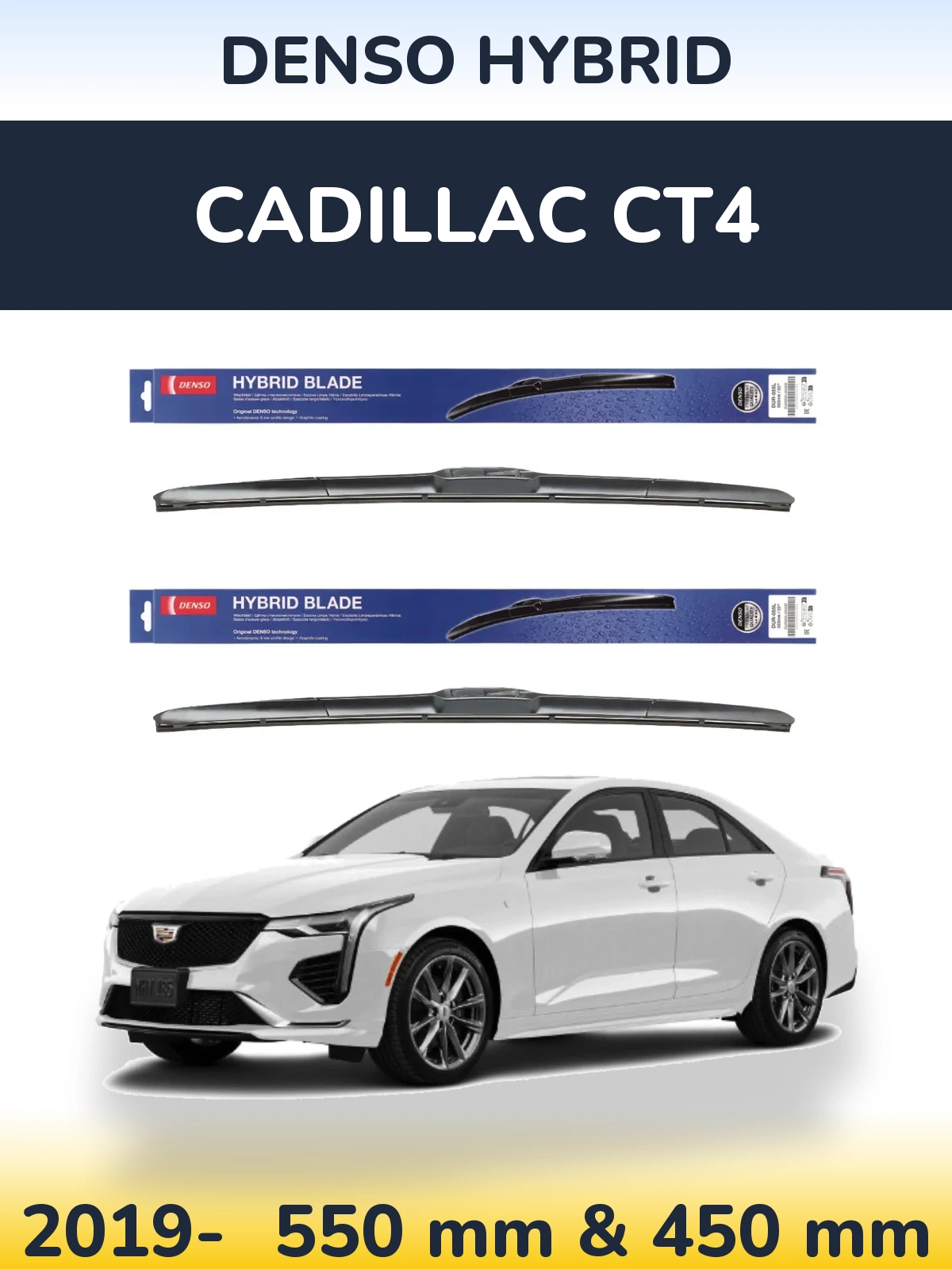 Komplet przednich wycieraczek Denso Hybrid 550 & 450 mm do Cadillac CT4 2019-2026