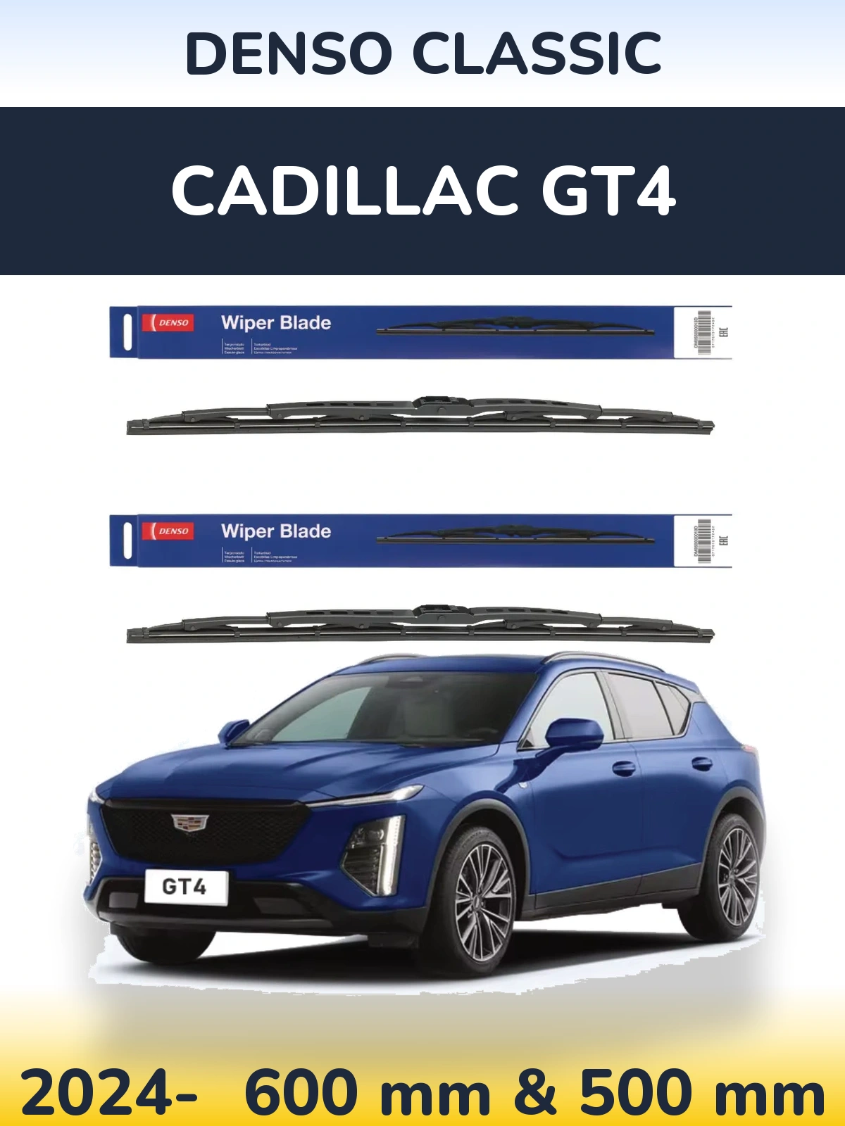 Komplet przednich wycieraczek Denso Classic 600 & 500 mm do Cadillac GT4 2024-2026