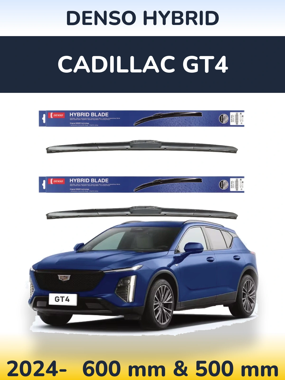 Komplet przednich wycieraczek Denso Hybrid 600 & 500 mm do Cadillac GT4 2024-2026
