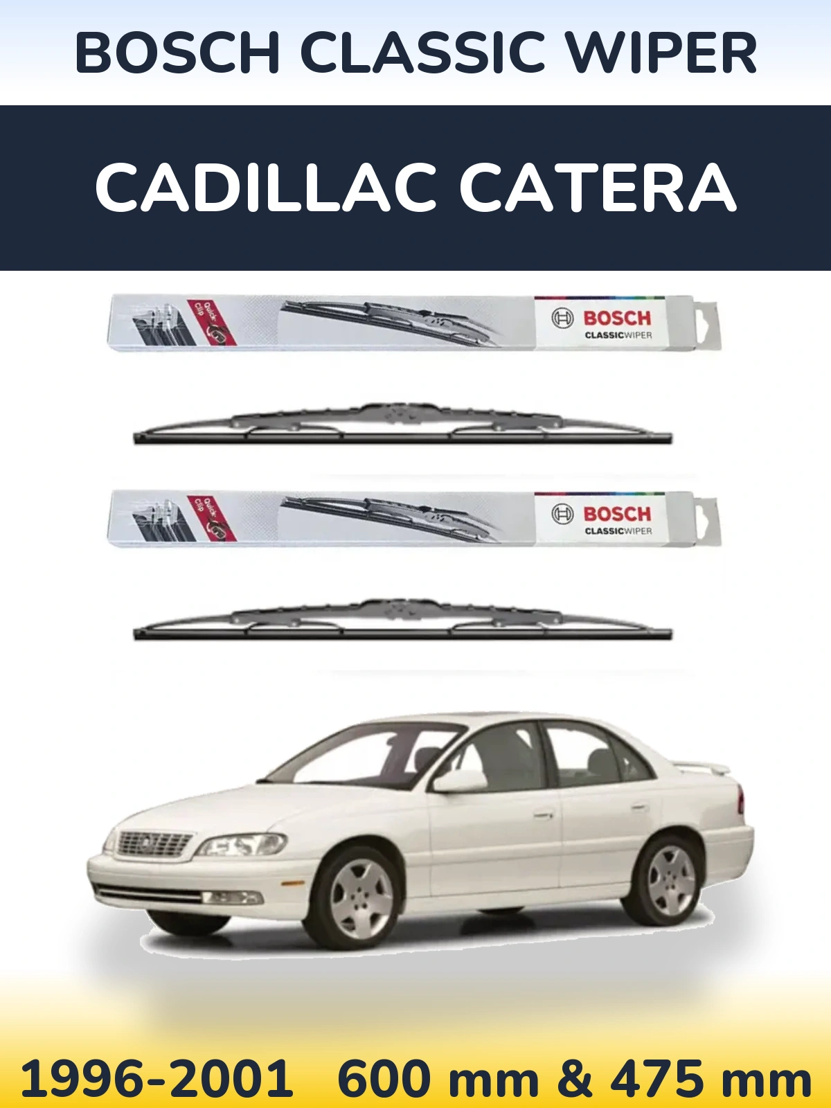 Komplet przednich wycieraczek BOSCH Classic Wiper 600 & 475 mm do Cadillac Catera 1996-2001