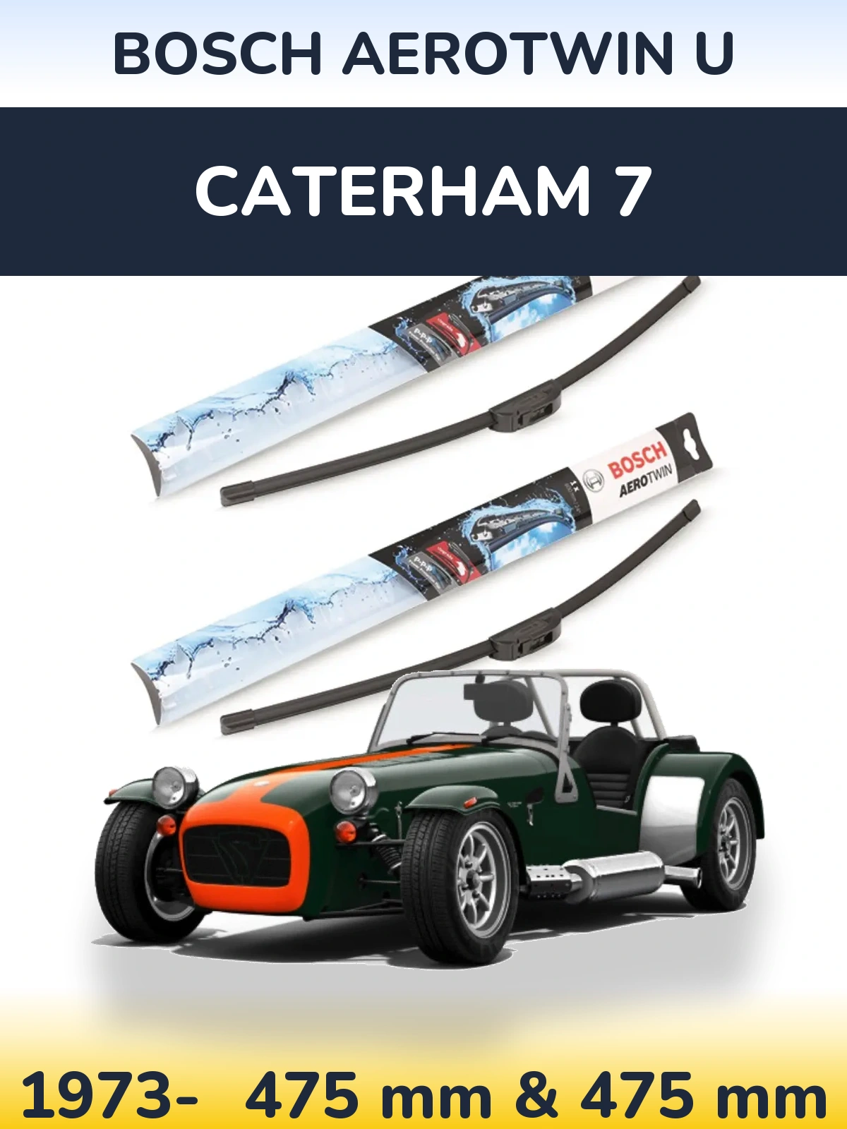 Komplet przednich wycieraczek BOSCH AeroTwin U 475 & 475 mm do Caterham 7 1973-2026
