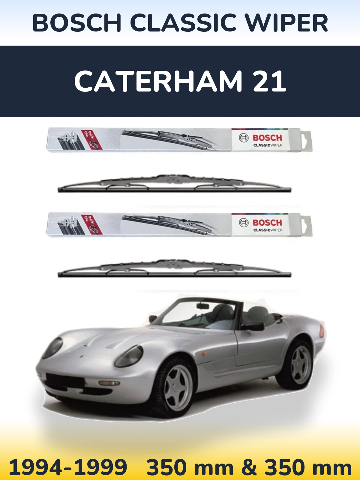 Komplet przednich wycieraczek BOSCH Classic Wiper 340 & 340 mm do Caterham 21 1994-1999