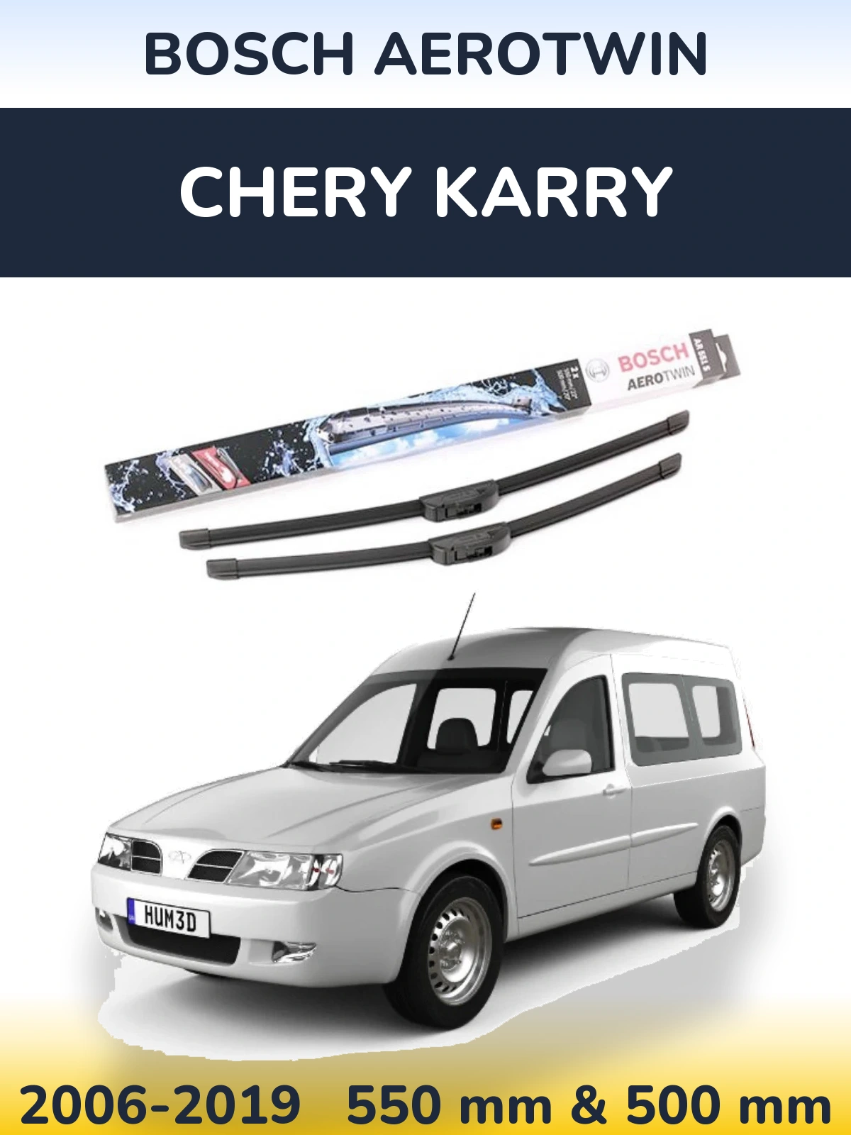 Komplet przednich wycieraczek BOSCH AeroTwin 550 & 500 mm do Chery Karry 2006-2019
