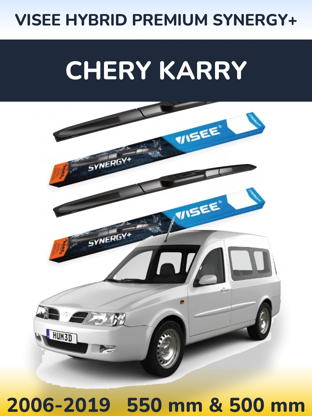 Komplet przednich wycieraczek VISEE HYBRID PREMIUM SYNERGY+ 550 & 500 mm do Chery Karry 2006-2019