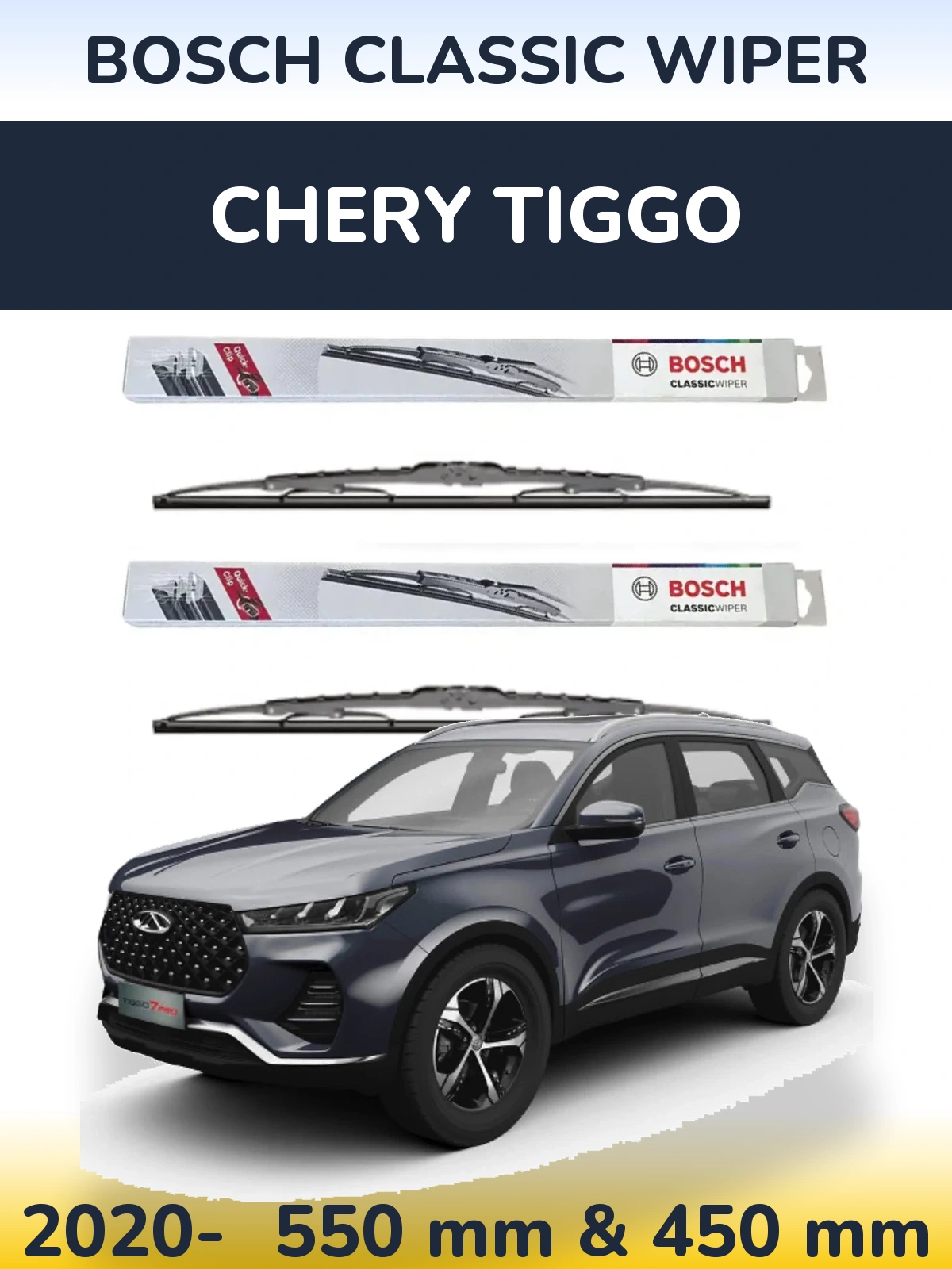 Komplet przednich wycieraczek BOSCH Classic Wiper 550 & 450 mm do Chery Tiggo 2020-2026