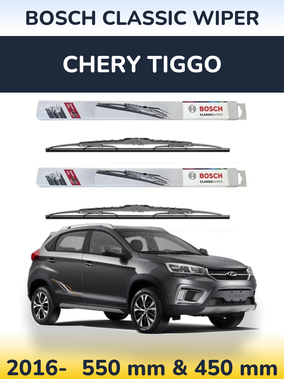 Komplet przednich wycieraczek BOSCH Classic Wiper 550 & 450 mm do Chery Tiggo 2016-2026