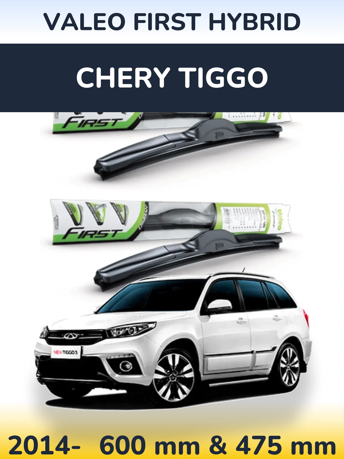 Komplet przednich wycieraczek Valeo First Hybrid 600 & 475 mm do Chery Tiggo 2014-2026