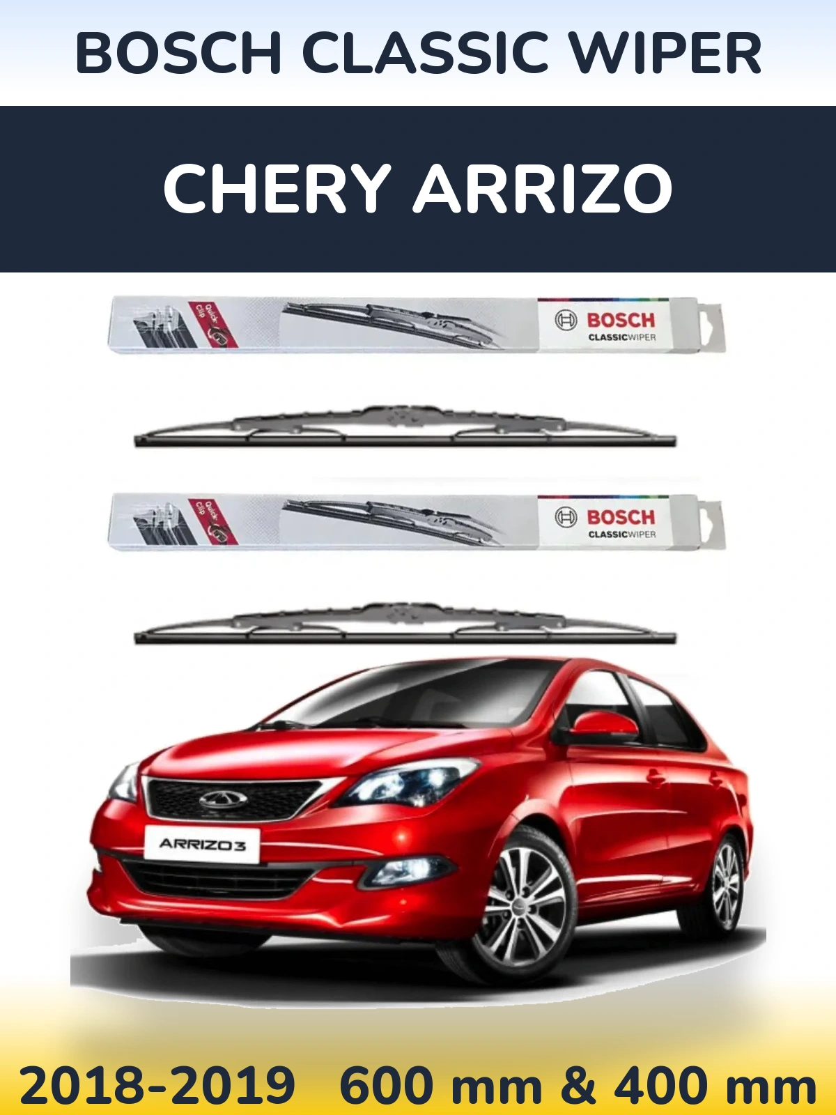 Komplet przednich wycieraczek BOSCH Classic Wiper 600 & 400 mm do Chery Arrizo 2018-2019