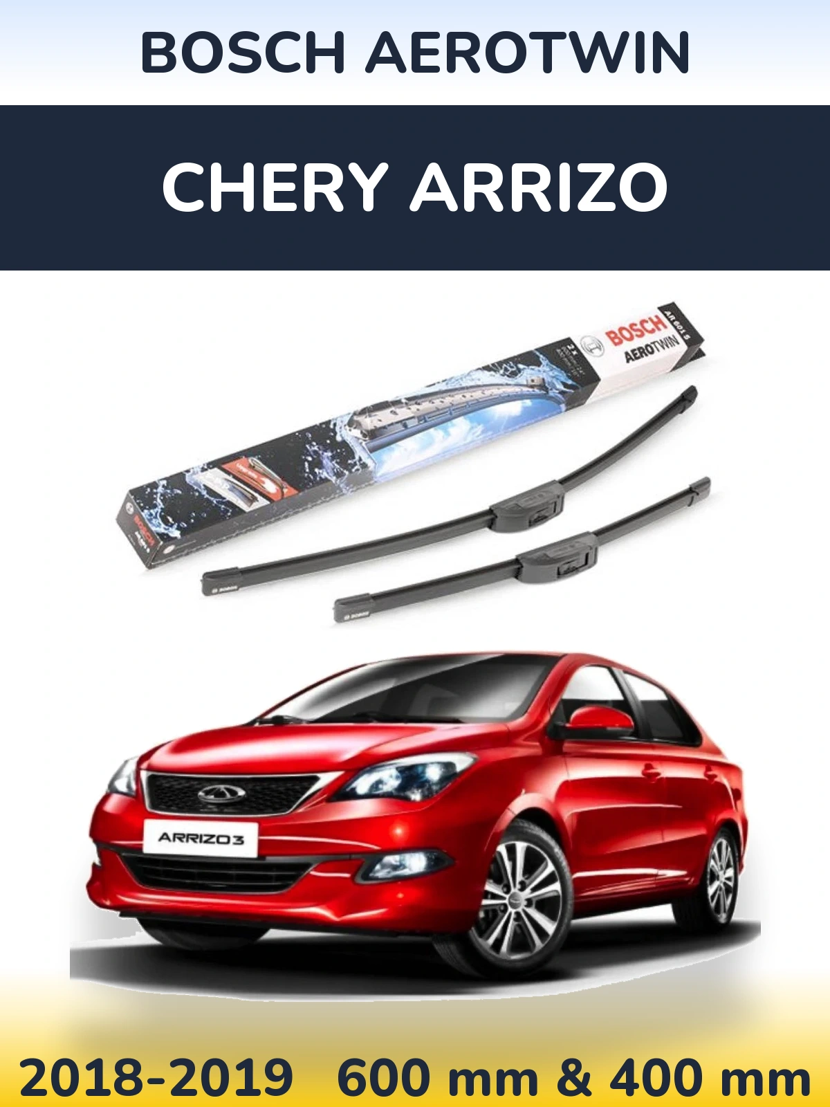 Komplet przednich wycieraczek BOSCH AeroTwin 600 & 400 mm do Chery Arrizo 2018-2019
