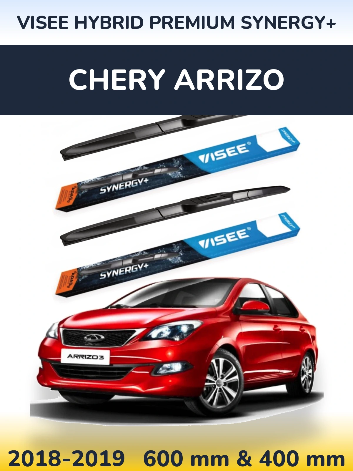 Komplet przednich wycieraczek VISEE HYBRID PREMIUM SYNERGY+ 600 & 400 mm do Chery Arrizo 2018-2019