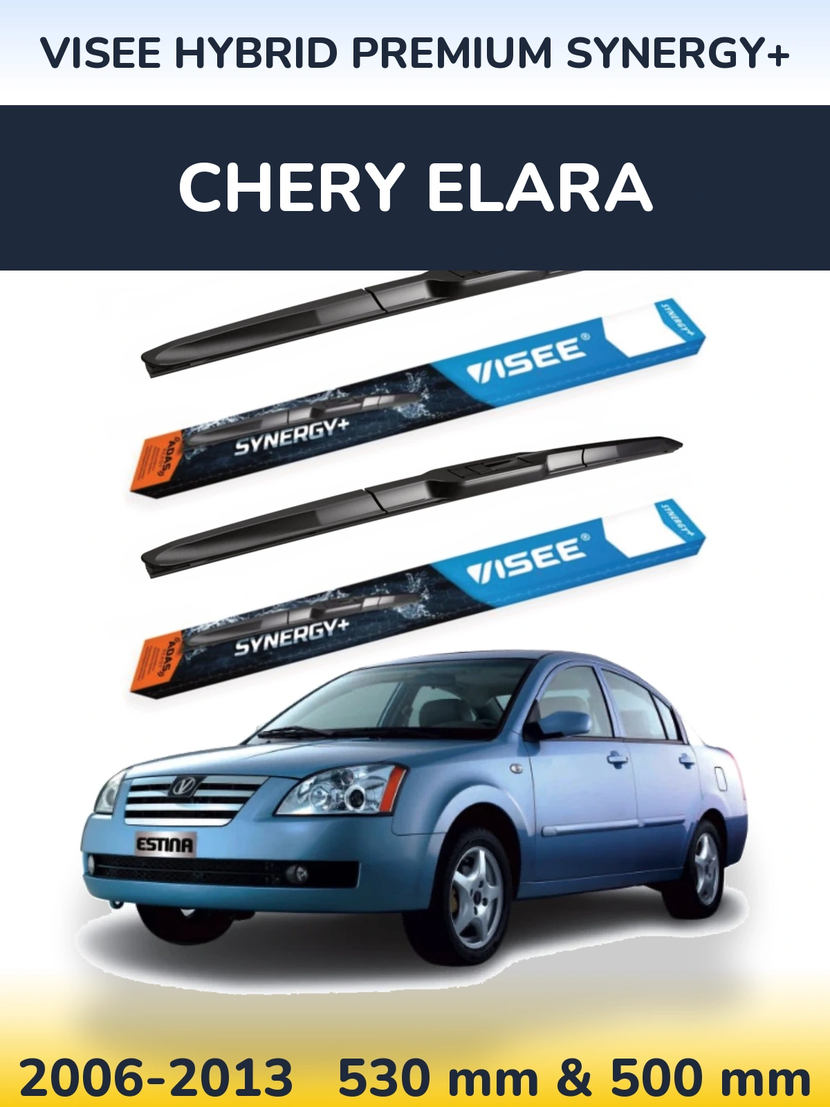 Komplet przednich wycieraczek VISEE HYBRID PREMIUM SYNERGY+ 530 & 500 mm do Chery Elara 2006-2013