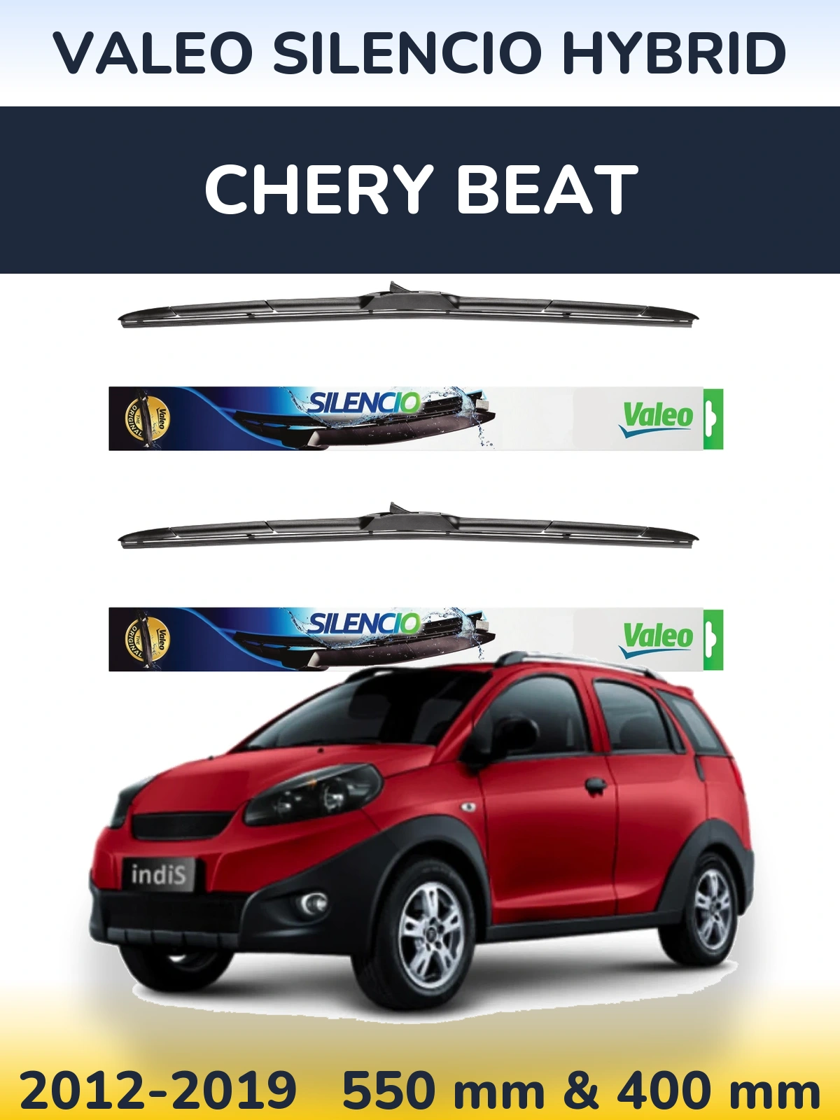 Комплект передних дворников Valeo Silencio Hybrid 550 & 400 мм для Chery Beat 2012-2019