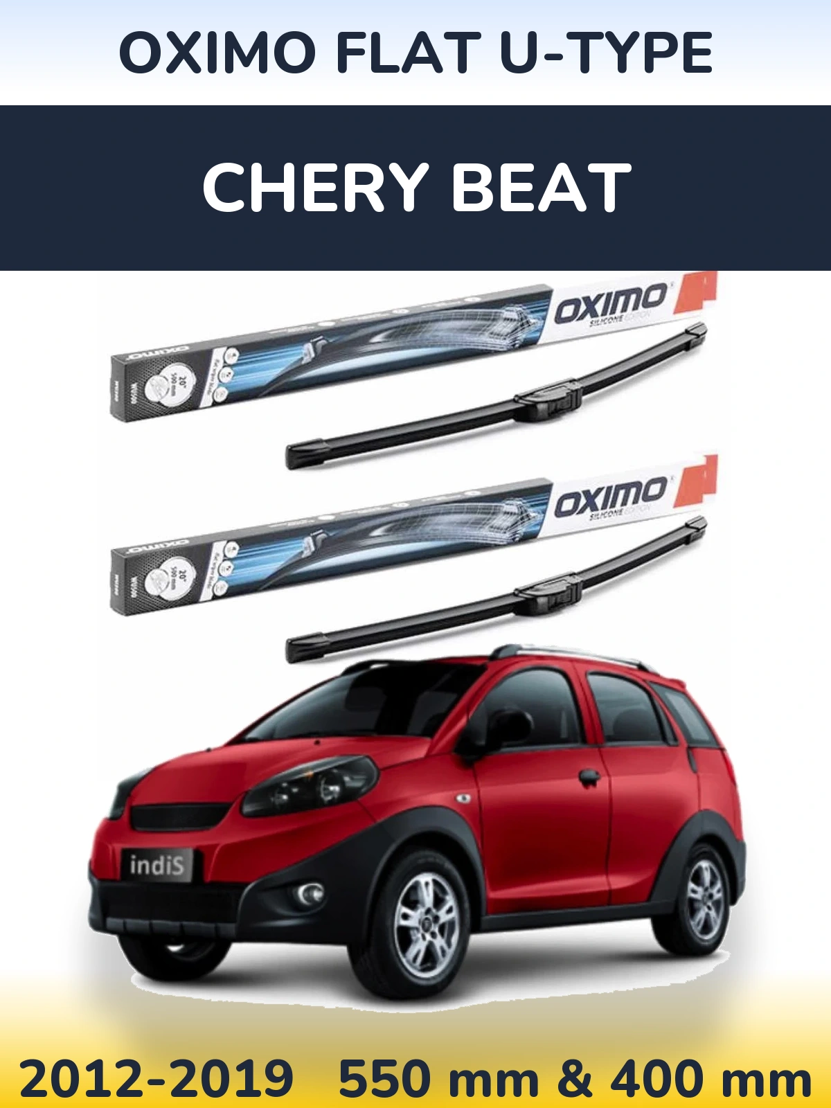 Komplet przednich wycieraczek Oximo Flat U-type 550 & 400 mm do Chery Beat 2012-2019