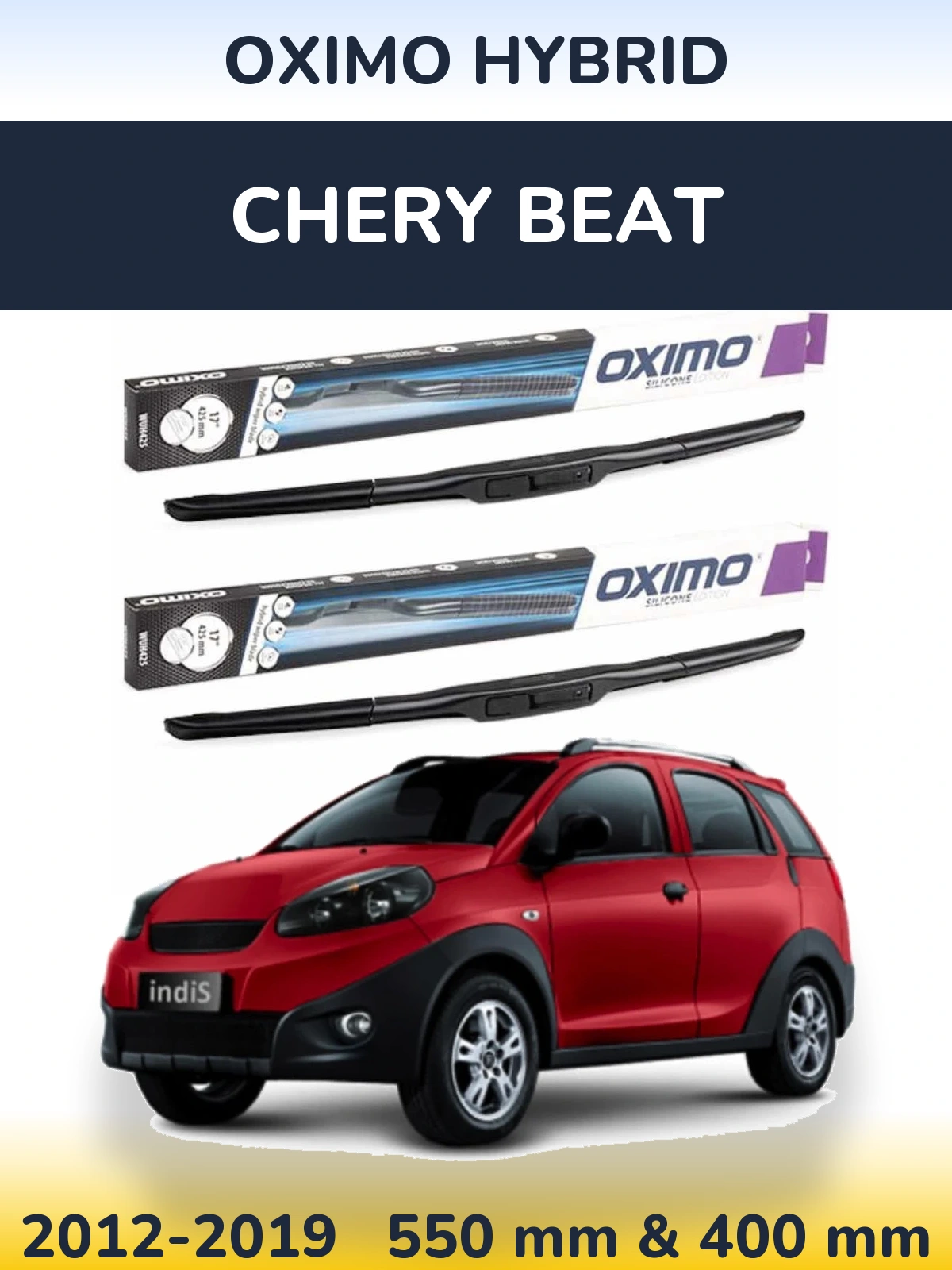 Komplet przednich wycieraczek Oximo Hybrid 550 & 400 mm do Chery Beat 2012-2019