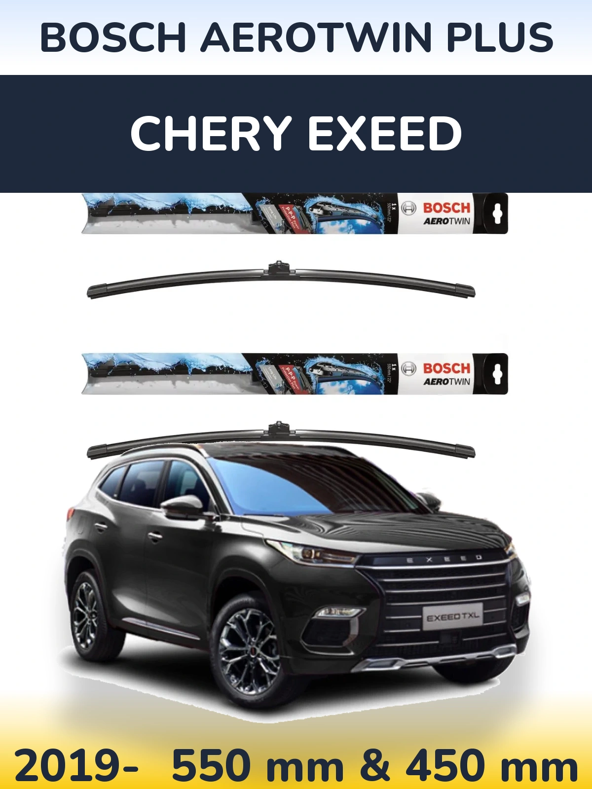 Komplet przednich wycieraczek BOSCH AeroTwin Plus 550 & 450 mm do Chery Exeed 2019-2026