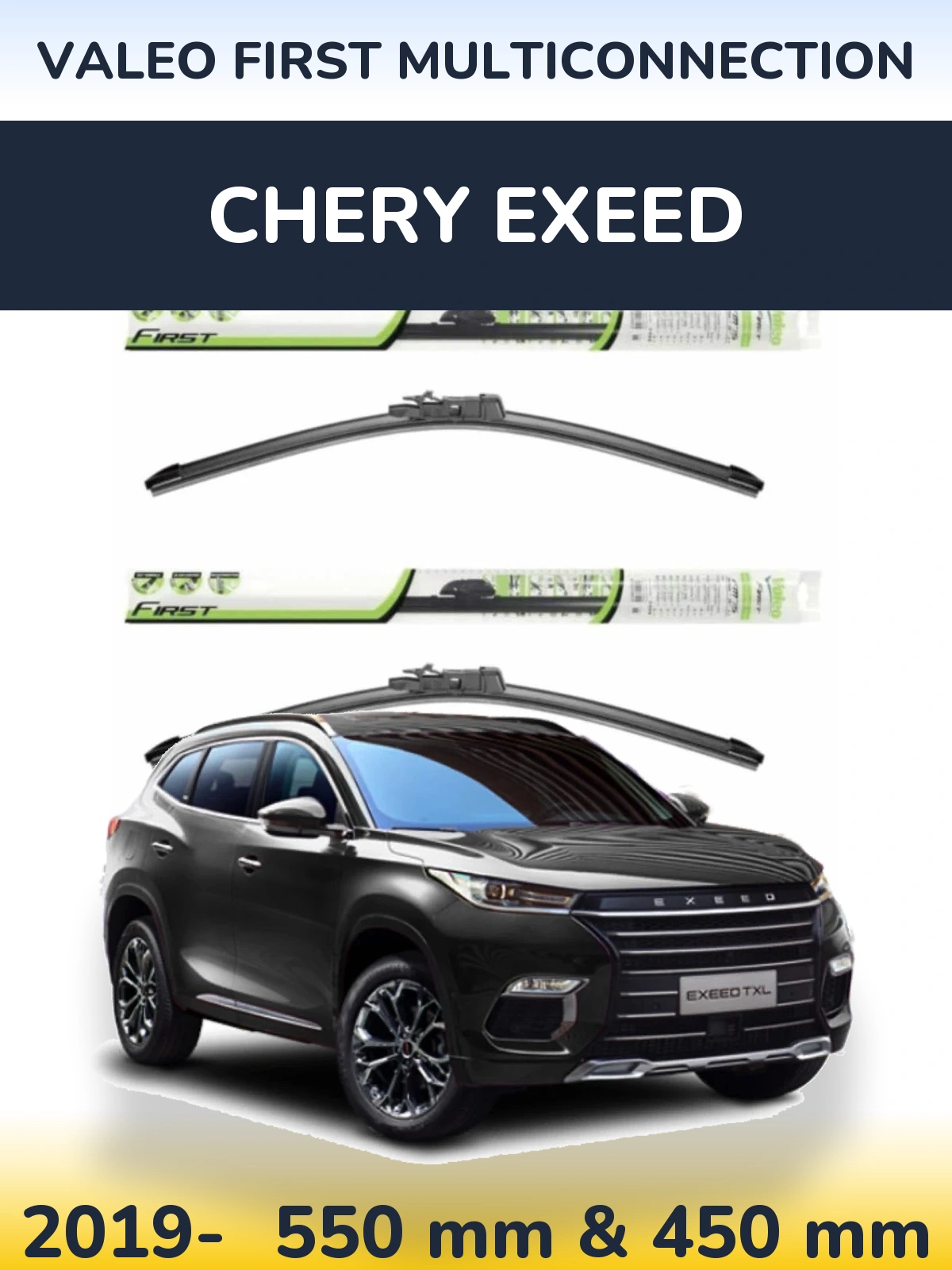 Komplet przednich wycieraczek Valeo First MultiConnection 550 & 450 mm do Chery Exeed 2019-2026