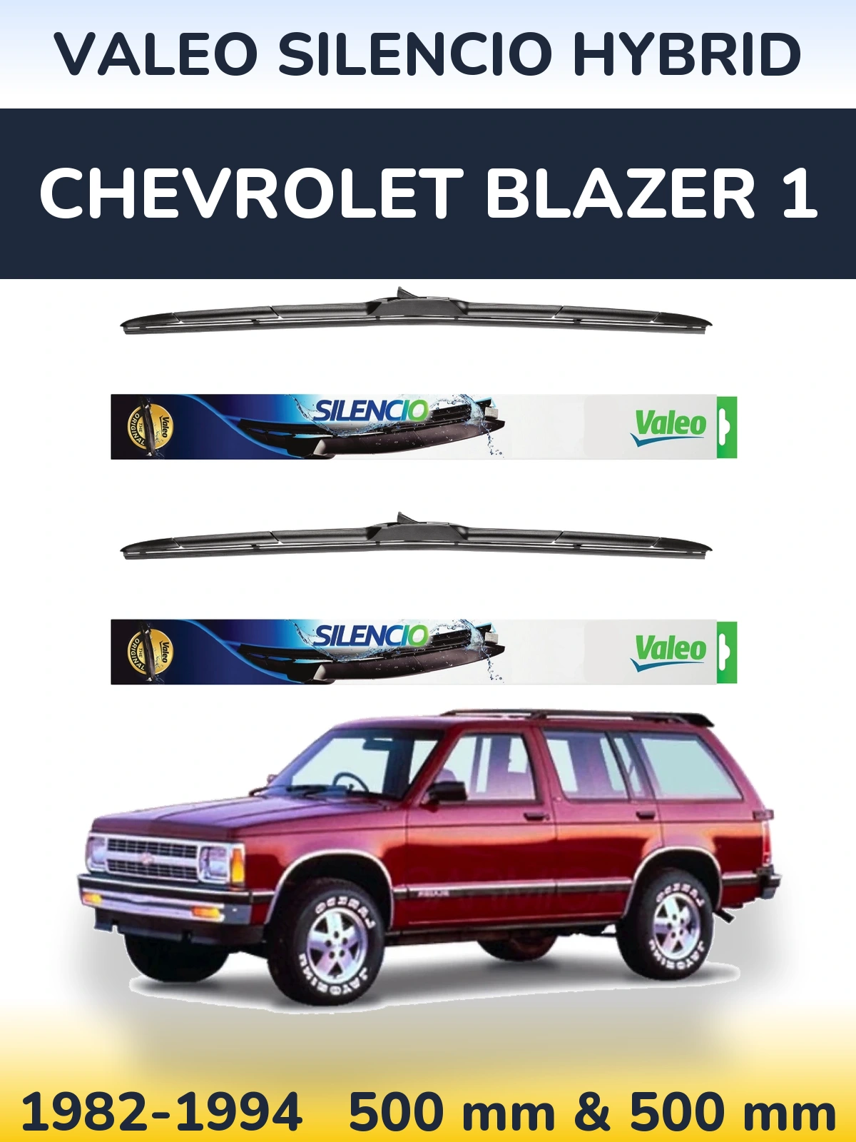 Комплект передних дворников Valeo Silencio Hybrid 500 & 500 мм для Chevrolet Blazer 1 1982-1994