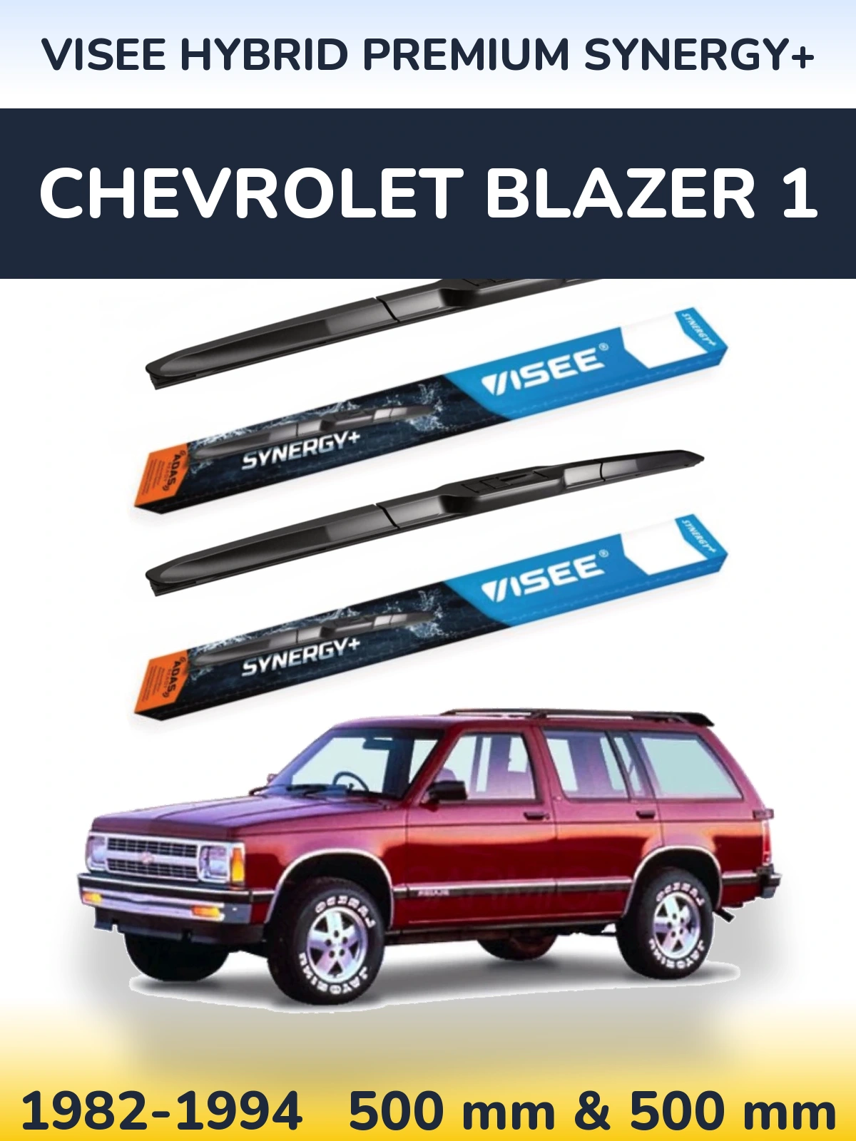 Komplet przednich wycieraczek VISEE HYBRID PREMIUM SYNERGY+ 500 & 500 mm do Chevrolet Blazer 1 1982-1994