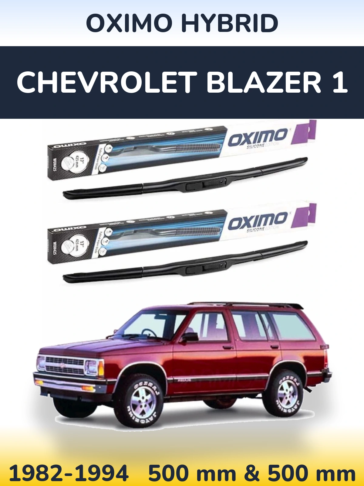 Комплект передних дворников Oximo Hybrid 500 & 500 мм для Chevrolet Blazer 1 1982-1994