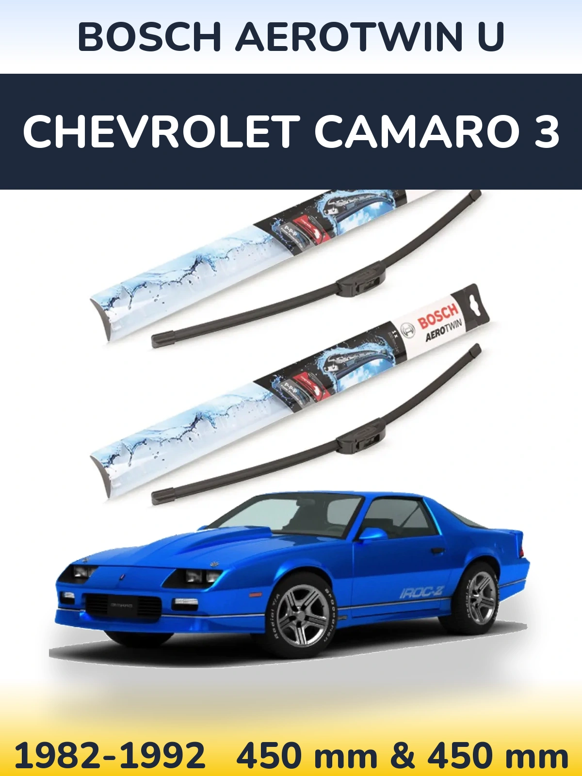 Komplet przednich wycieraczek BOSCH AeroTwin U 450 & 450 mm do Chevrolet Camaro 3 1982-1992