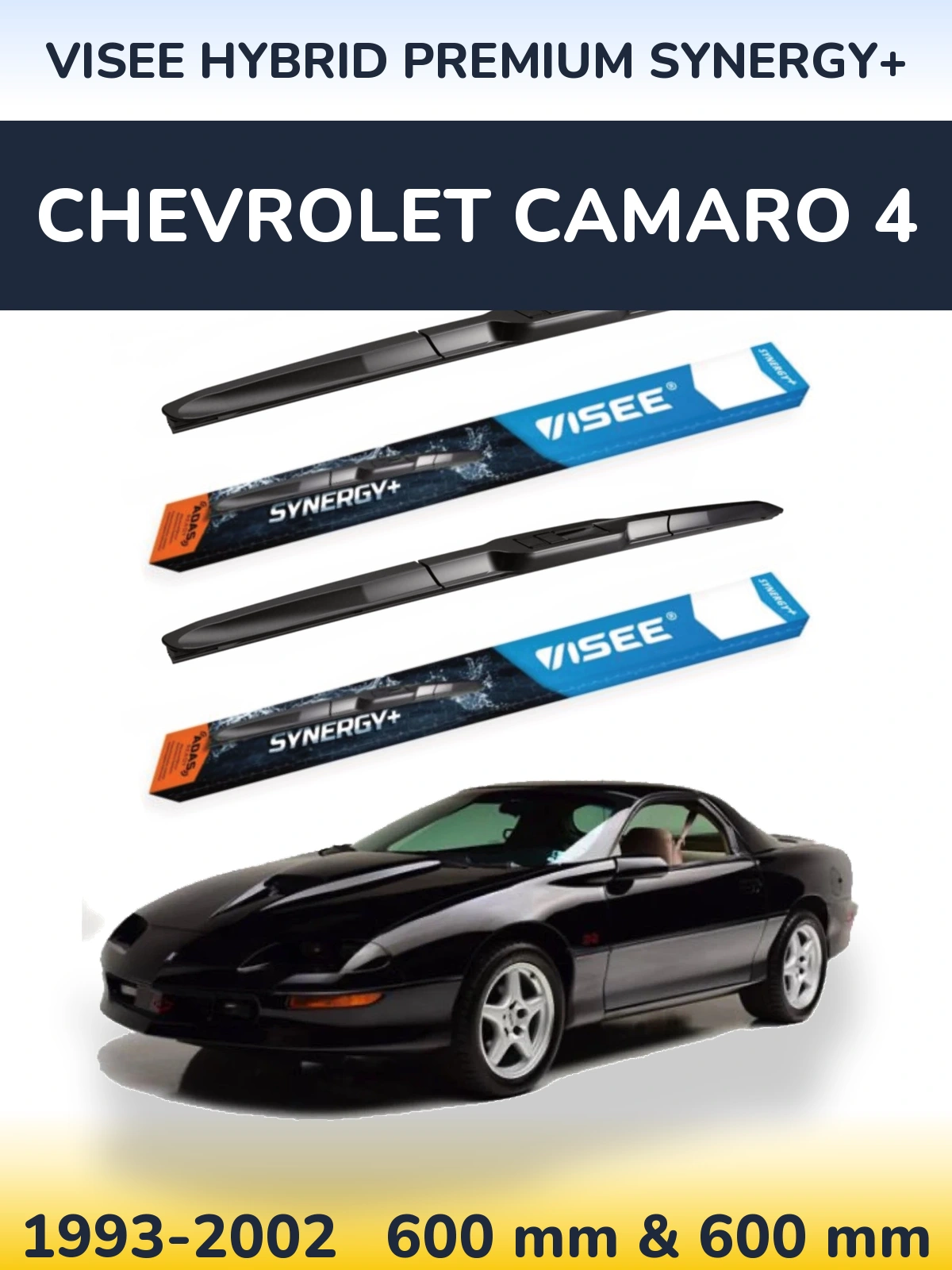 Комплект передних дворников VISEE HYBRID PREMIUM SYNERGY+ 600 & 600 мм для Chevrolet Camaro 4 1993-2002
