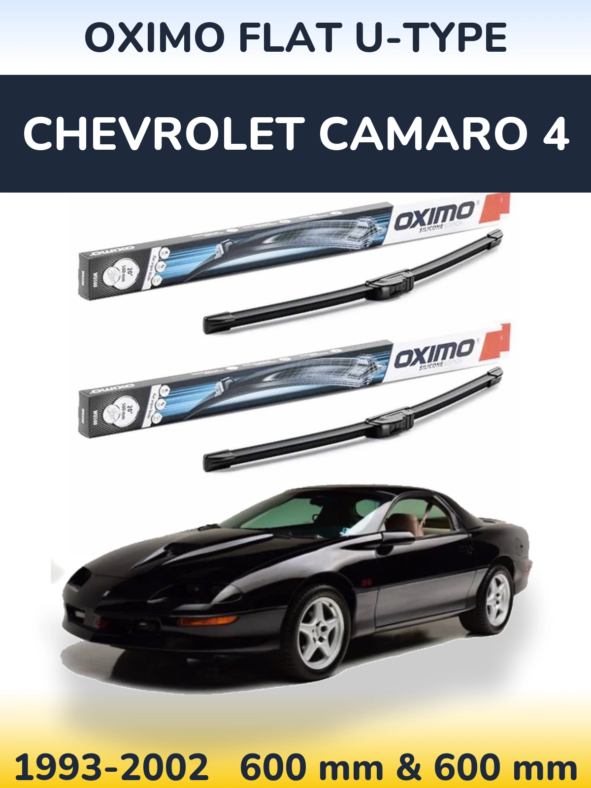 Комплект передних дворников Oximo Flat U-type 600 & 600 мм для Chevrolet Camaro 4 1993-2002