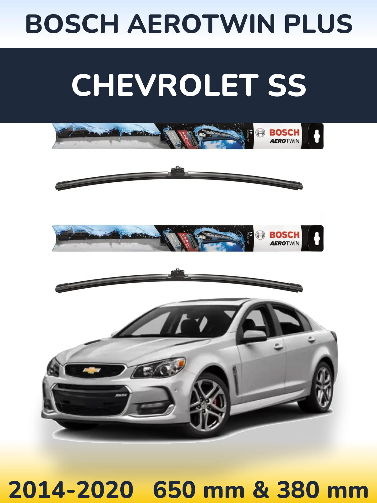 Комплект передних дворников BOSCH AeroTwin Plus 650 & 380 мм для Chevrolet SS 2014-2020