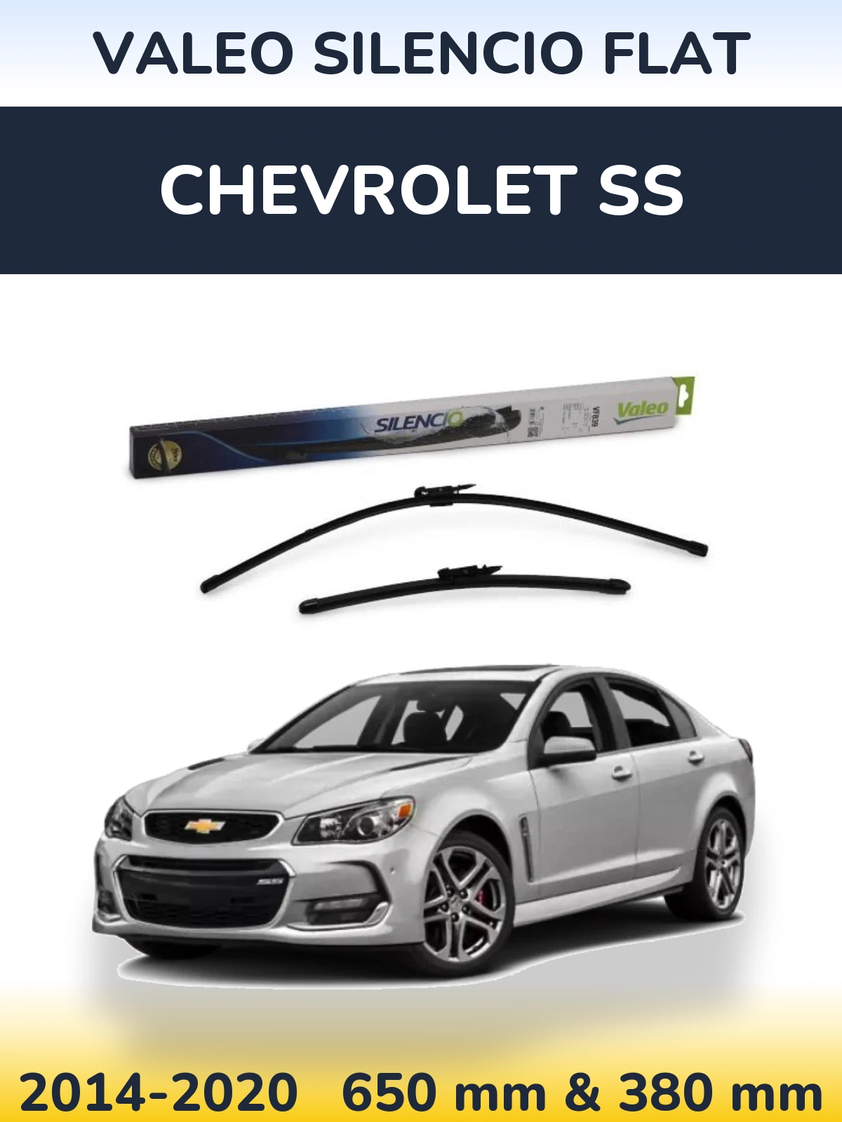 Комплект передних дворников Valeo Silencio Flat 650 & 380 мм для Chevrolet SS 2014-2020
