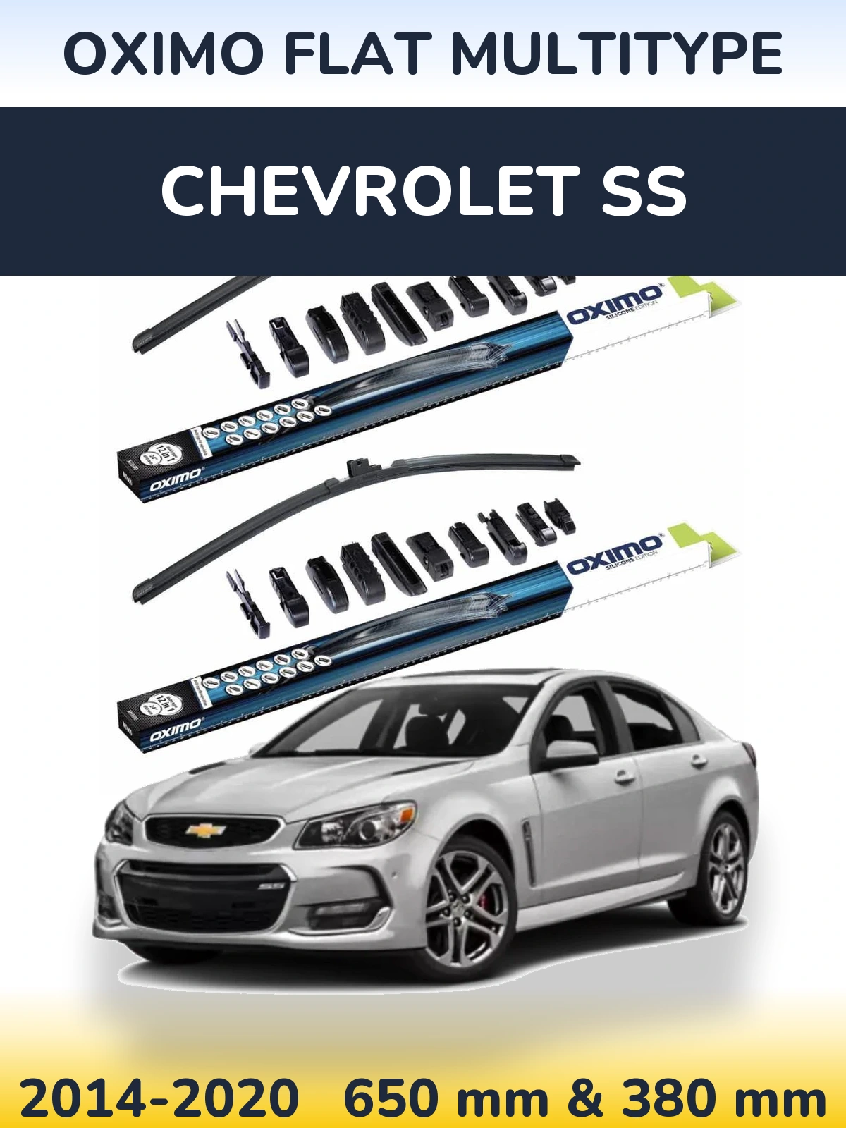 Комплект передних дворников Oximo Flat MultiТипe 650 & 380 мм для Chevrolet SS 2014-2020