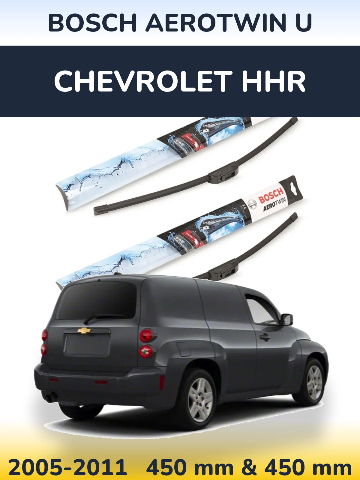 Комплект передних дворников BOSCH AeroTwin U 450 & 450 мм для Chevrolet HHR 2005-2011