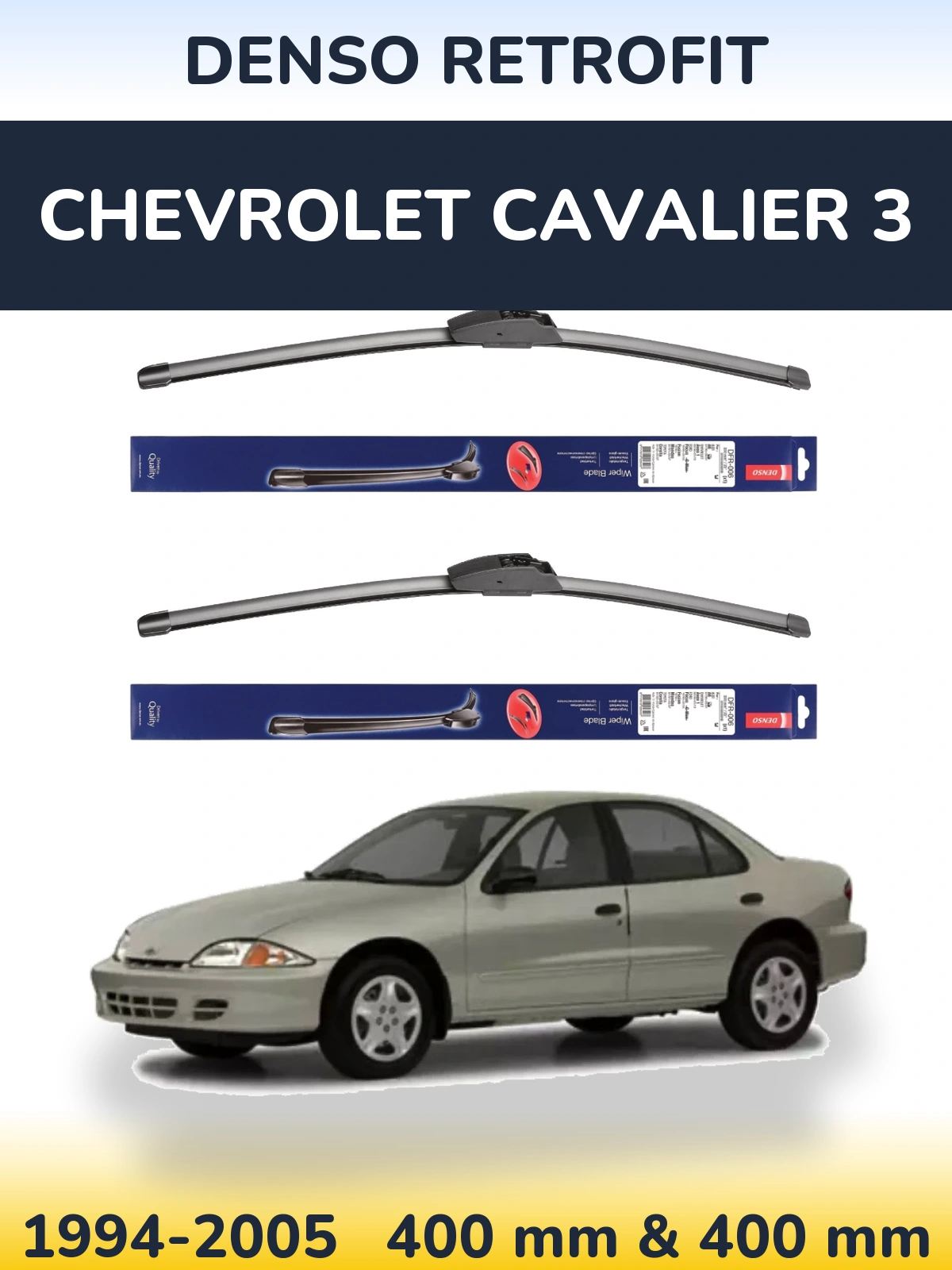 Komplet przednich wycieraczek Denso Retrofit 400 & 400 mm do Chevrolet Cavalier 3 1994-2005