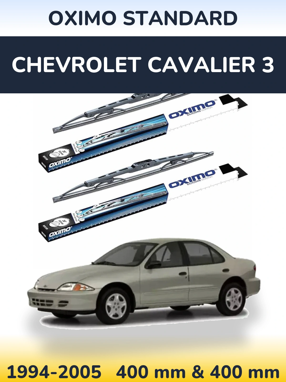 Front wiper blade set Oximo Standard 400 & 400 mm for Chevrolet Cavalier 3 1994-2005