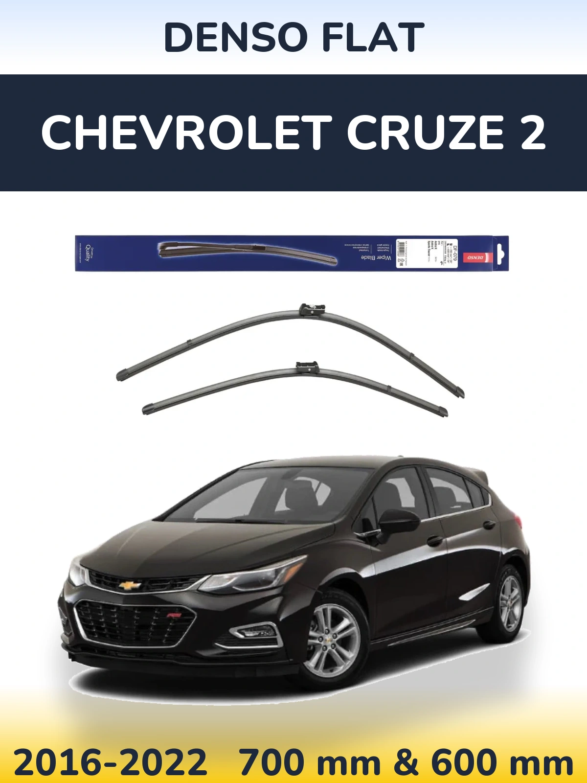 Комплект передних дворников Denso Flat 700 & 600 мм для Chevrolet Cruze 2 2016-2022