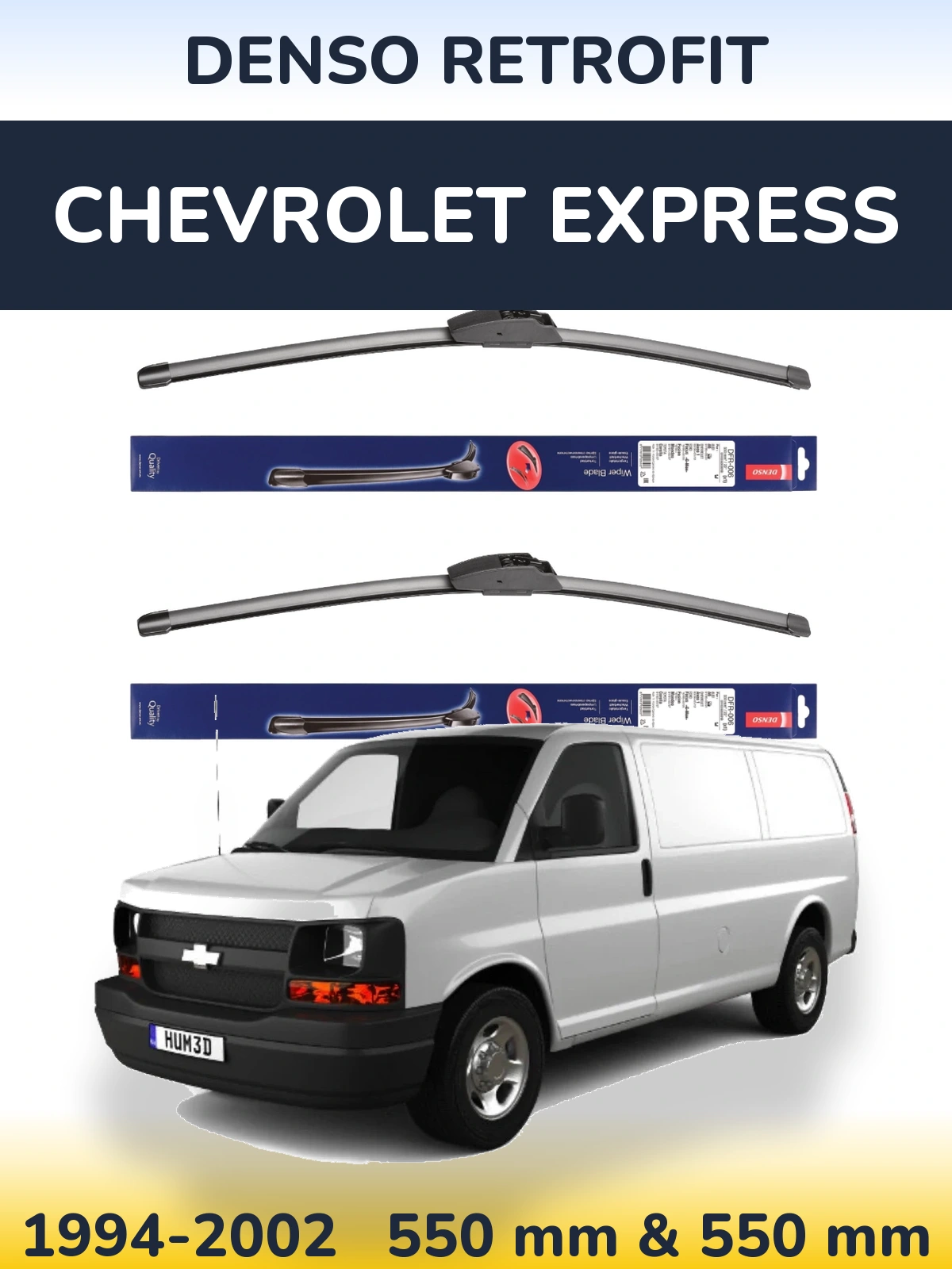 Komplet przednich wycieraczek Denso Retrofit 550 & 550 mm do Chevrolet Express 1994-2002