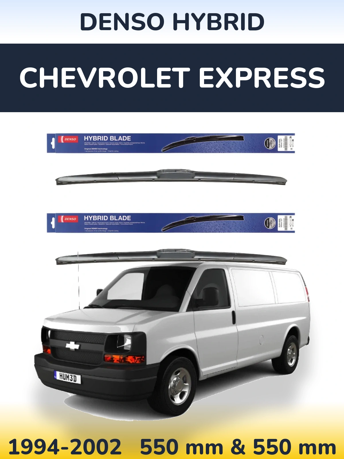 Komplet przednich wycieraczek Denso Hybrid 550 & 550 mm do Chevrolet Express 1994-2002