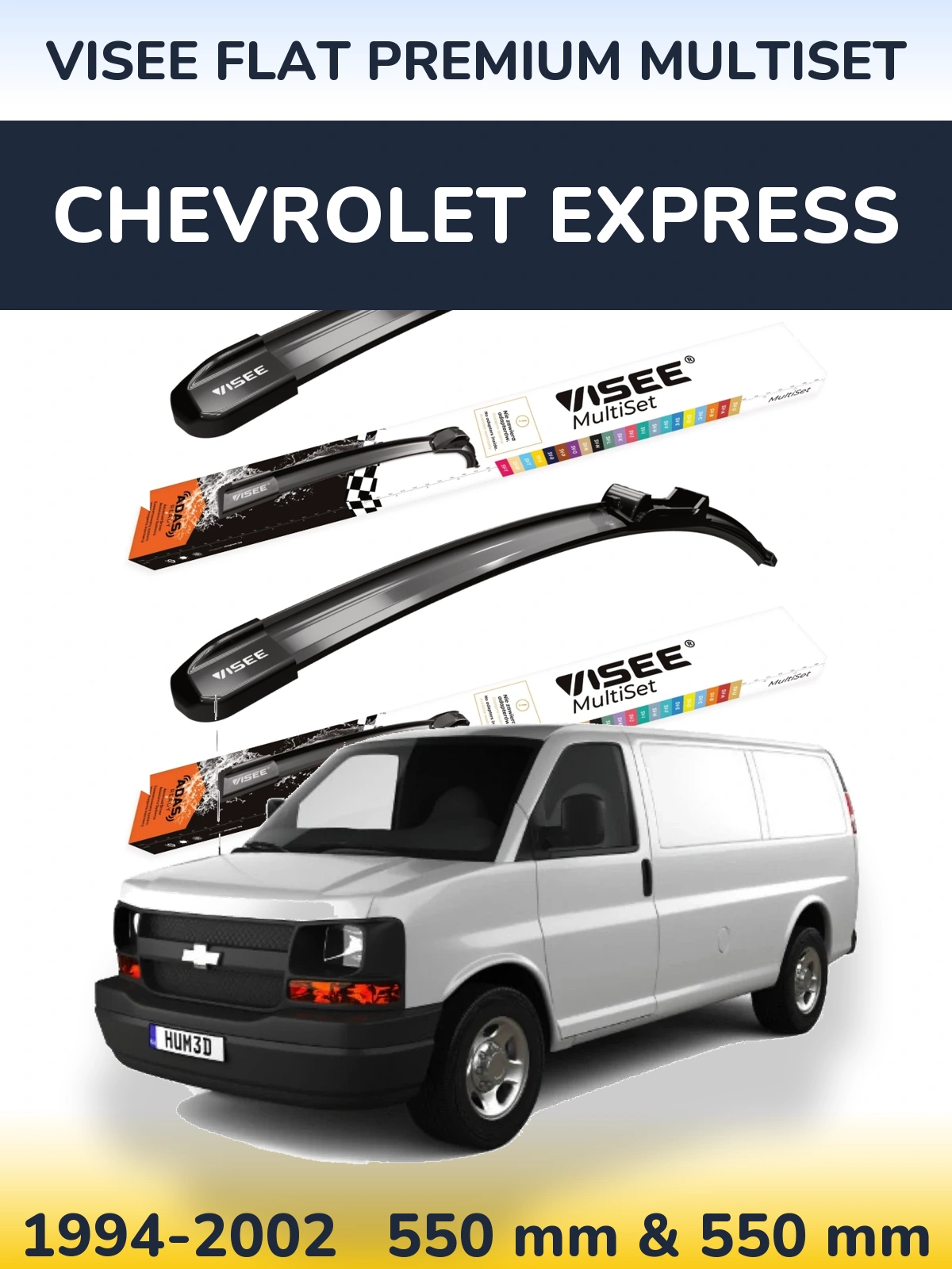 Komplet przednich wycieraczek VISEE FLAT PREMIUM MultiSet 550 & 550 mm do Chevrolet Express 1994-2002