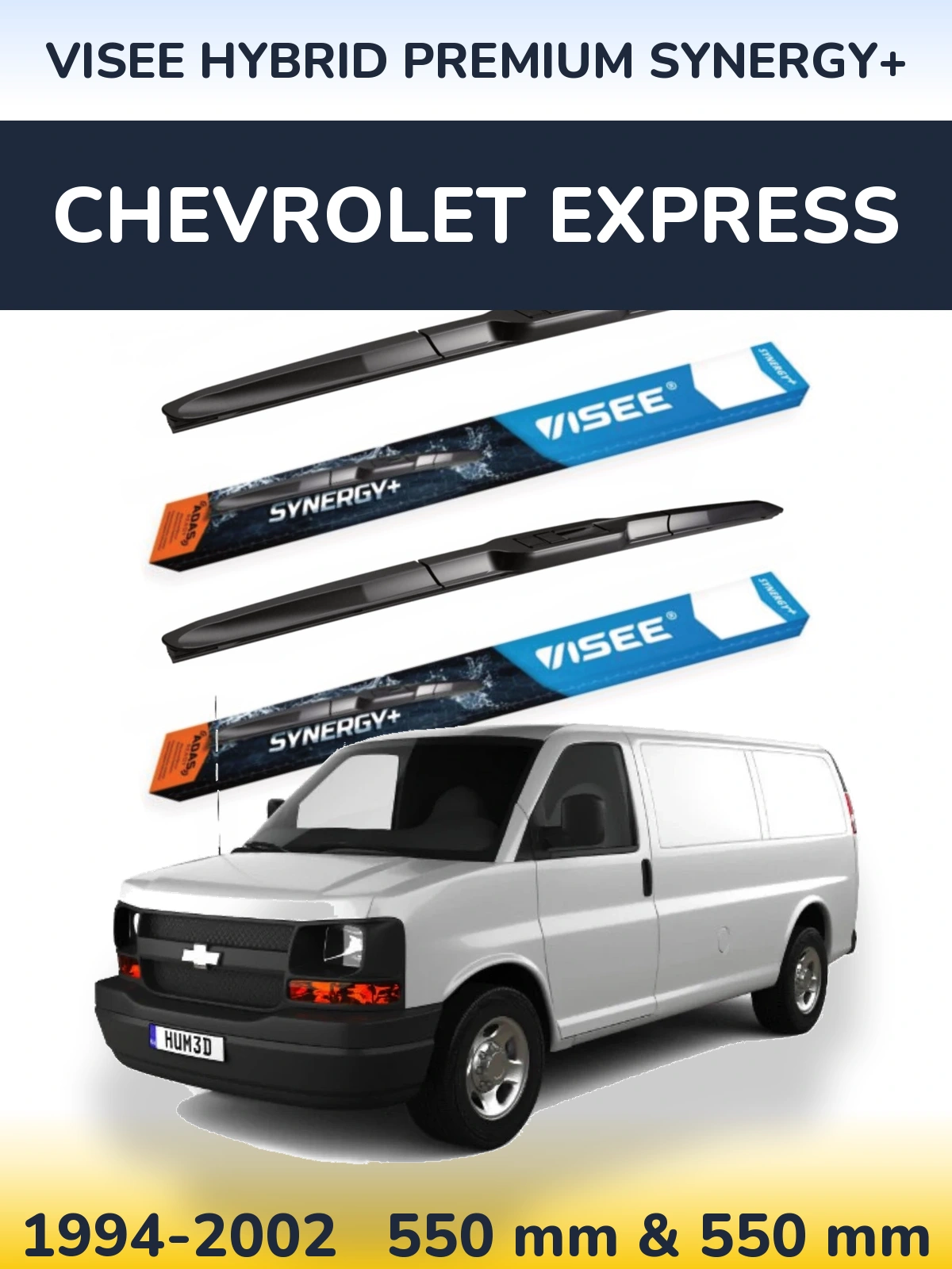 Komplet przednich wycieraczek VISEE HYBRID PREMIUM SYNERGY+ 550 & 550 mm do Chevrolet Express 1994-2002