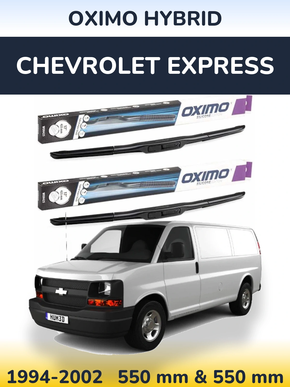 Komplet przednich wycieraczek Oximo Hybrid 550 & 550 mm do Chevrolet Express 1994-2002