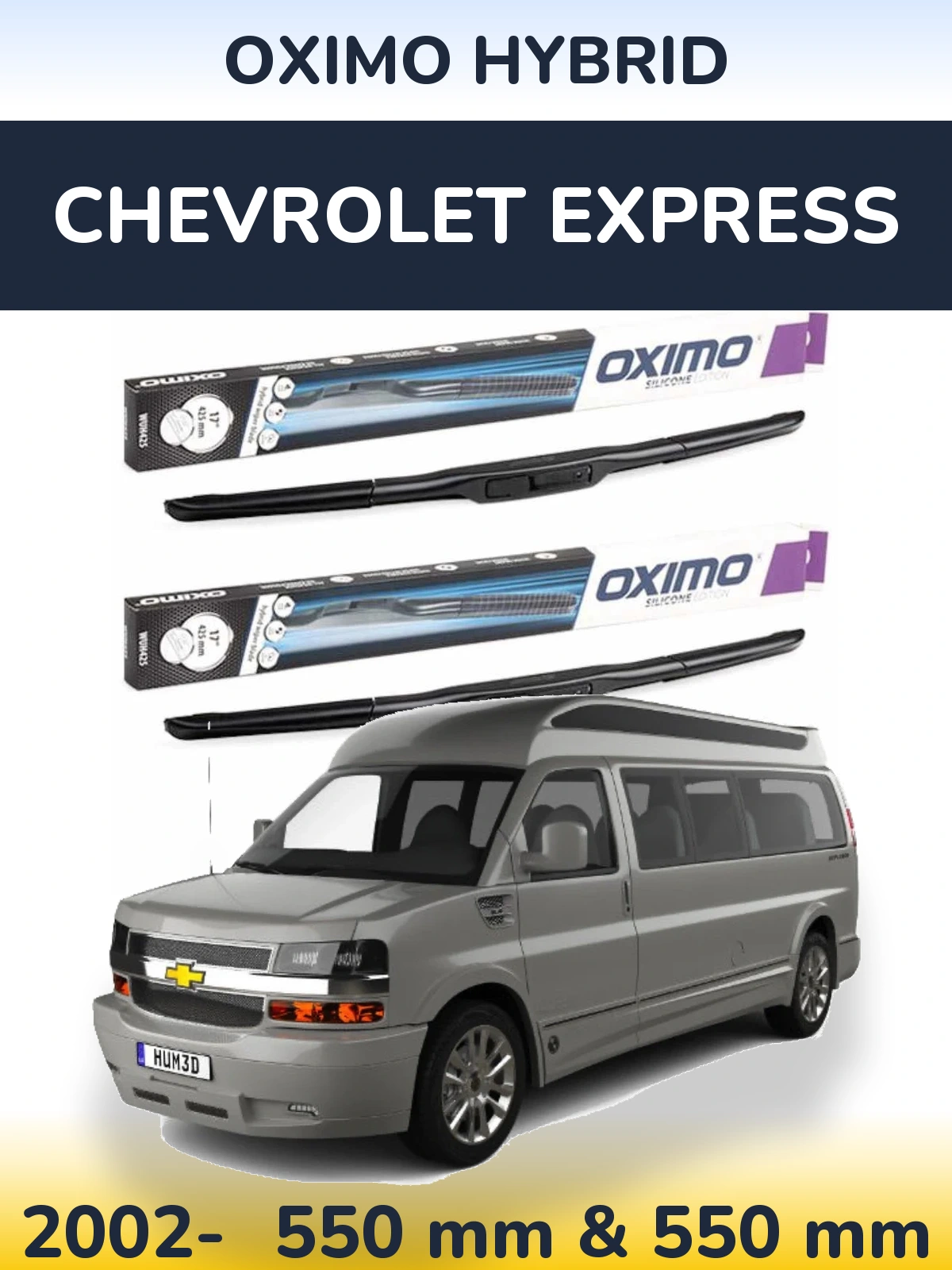 Komplet przednich wycieraczek Oximo Hybrid 550 & 550 mm do Chevrolet Express 2002-2026