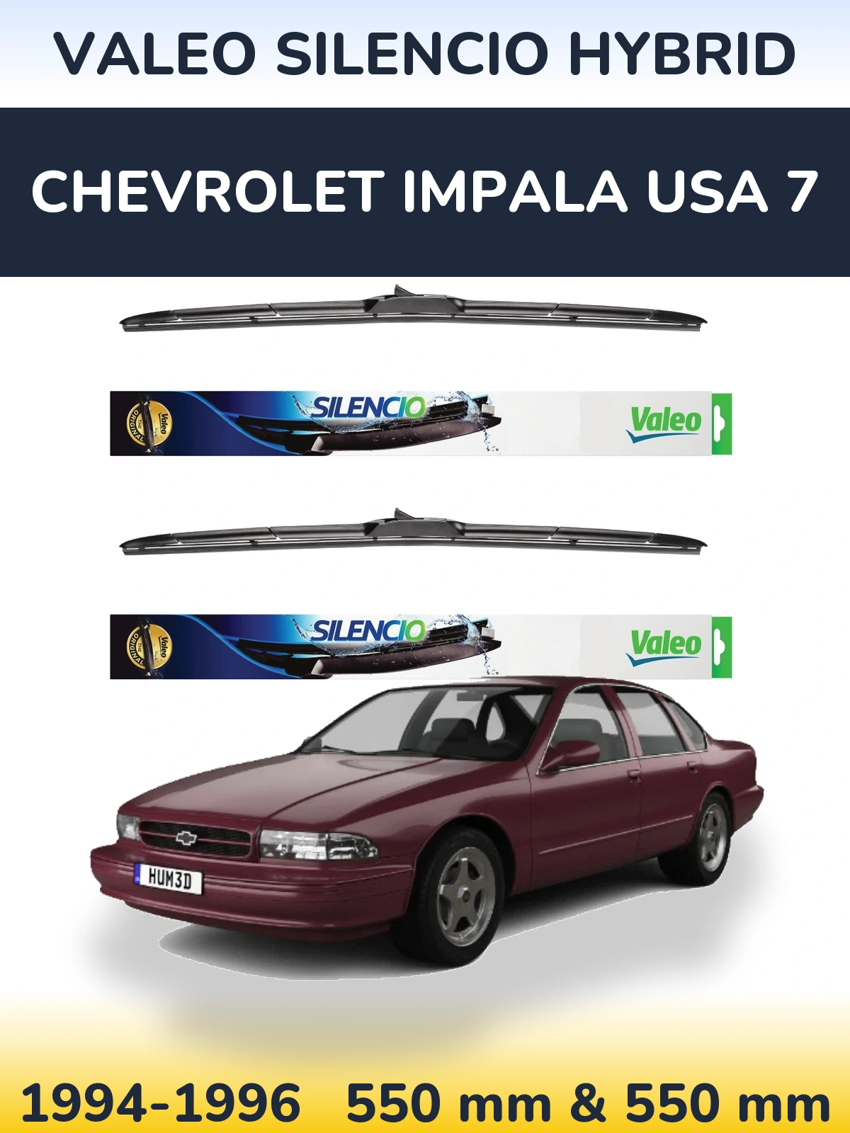 Комплект передних дворников Valeo Silencio Hybrid 550 & 550 мм для Chevrolet Impala USA 7 1994-1996