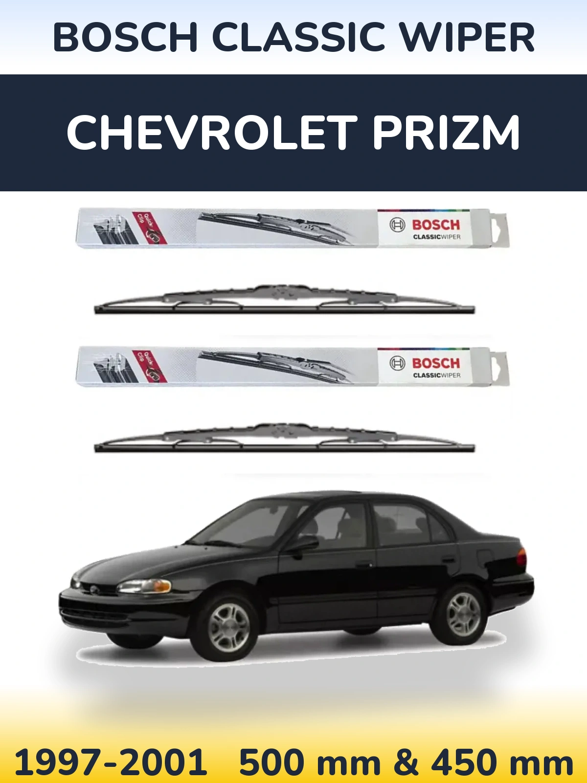 Комплект передних дворников BOSCH Classic Wiper 500 & 450 мм для Chevrolet Prizm 1997-2001