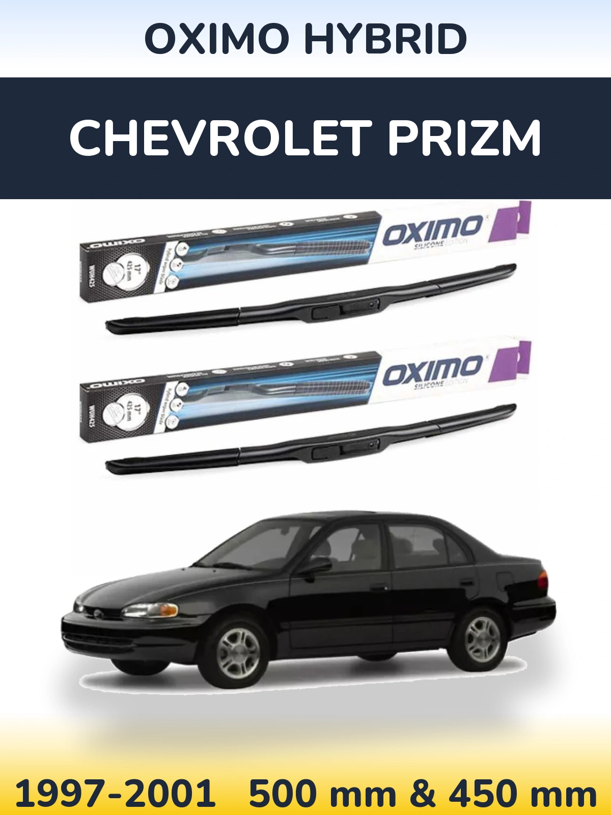 Komplet przednich wycieraczek Oximo Hybrid 500 & 450 mm do Chevrolet Prizm 1997-2001