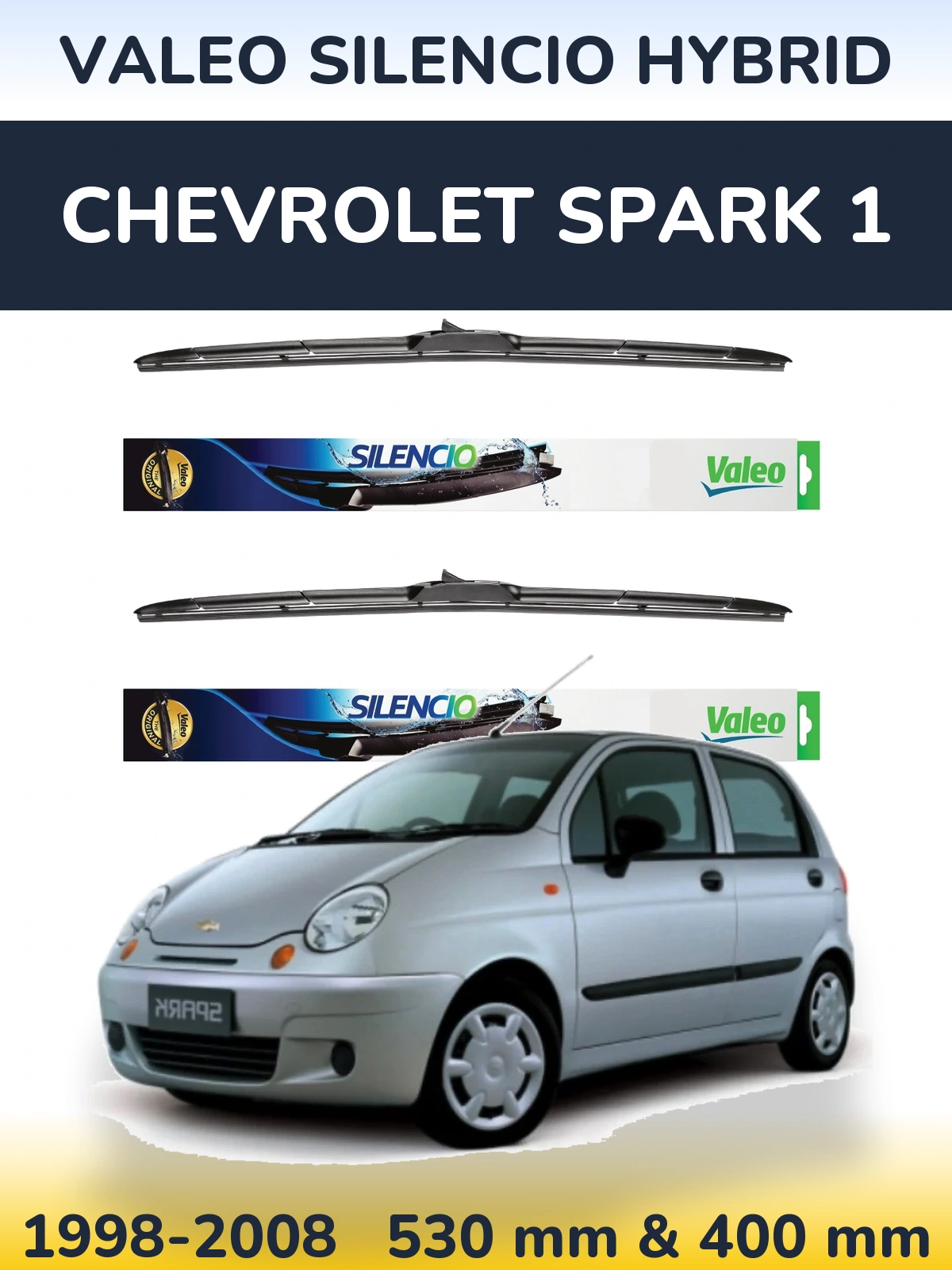 Комплект передних дворников Valeo Silencio Hybrid 530 & 400 мм для Chevrolet Spark 1 1998-2008