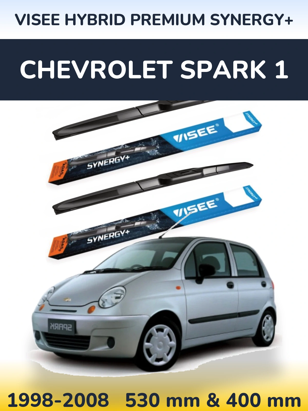 Комплект передних дворников VISEE HYBRID PREMIUM SYNERGY+ 530 & 400 мм для Chevrolet Spark 1 1998-2008