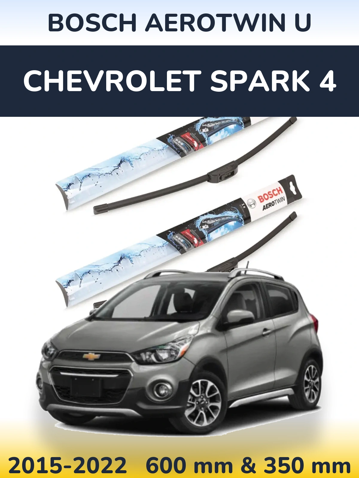 Komplet przednich wycieraczek BOSCH AeroTwin U 600 & 350 mm do Chevrolet Spark 4 2015-2022