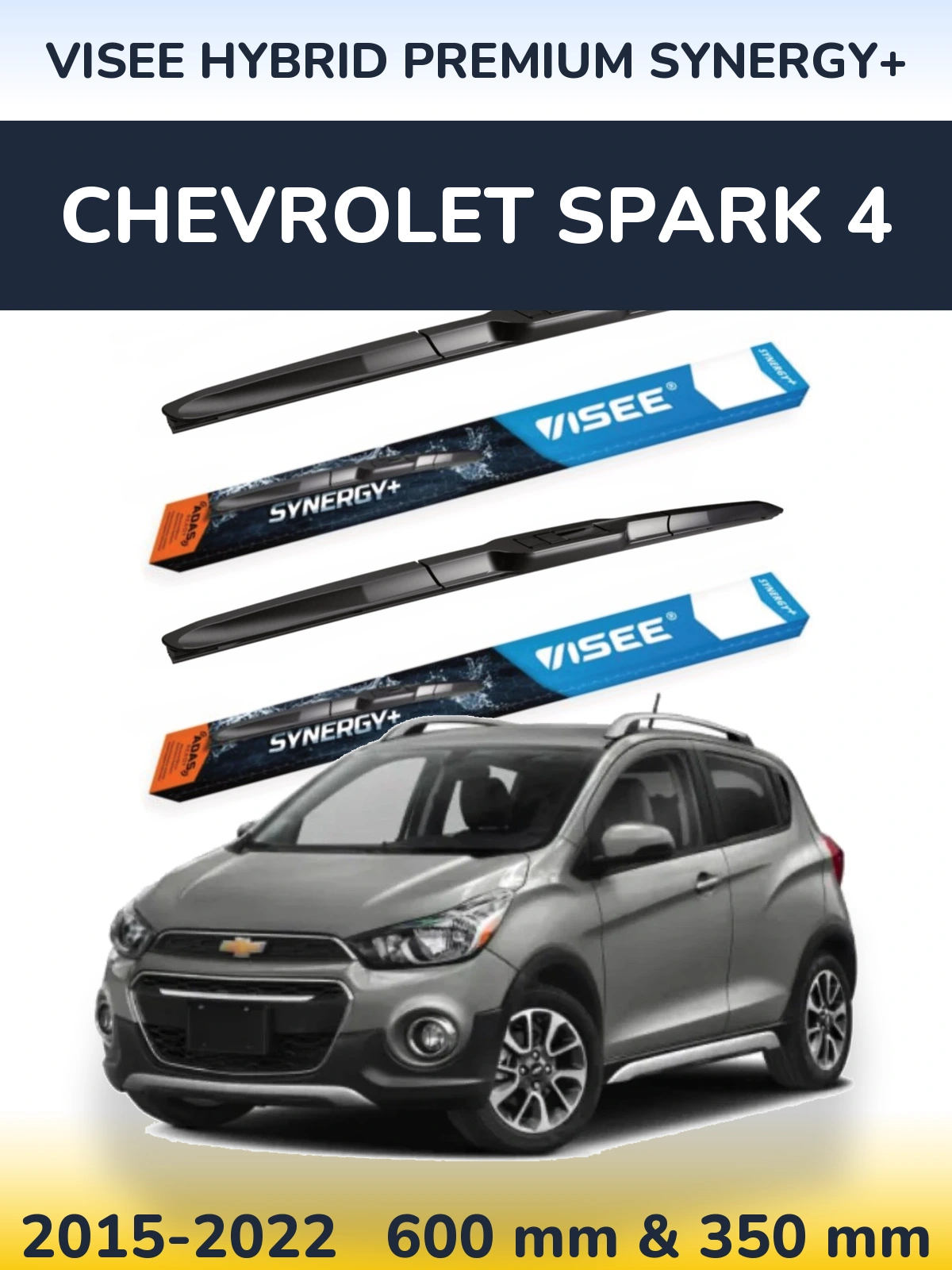 Комплект передних дворников VISEE HYBRID PREMIUM SYNERGY+ 600 & 350 мм для Chevrolet Spark 4 2015-2022